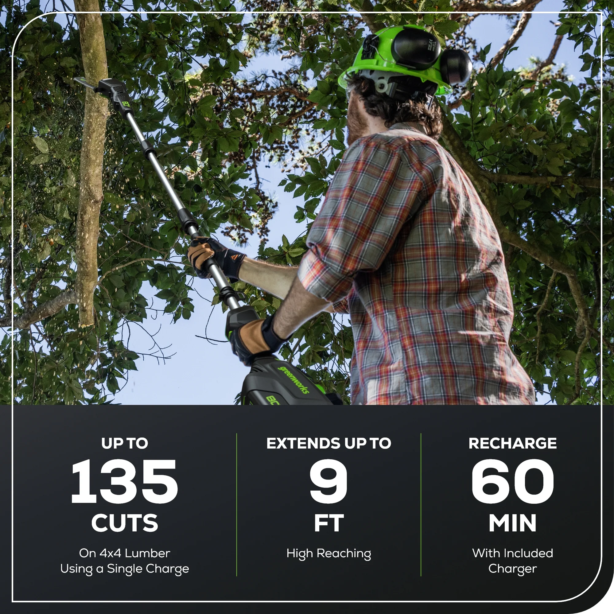 80V Pro 10" Cordless Battery Pole Saw: 2.0 Ah Battery and Charger - Image 3