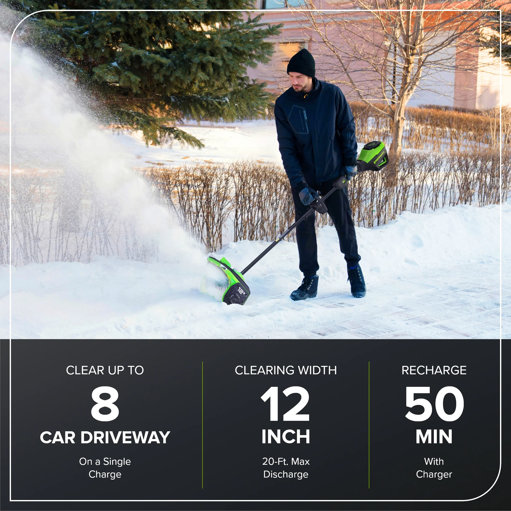 80V 12" Cordless Battery LED Snow Shovel, Directional Vanes (Tool Only) - Image 3