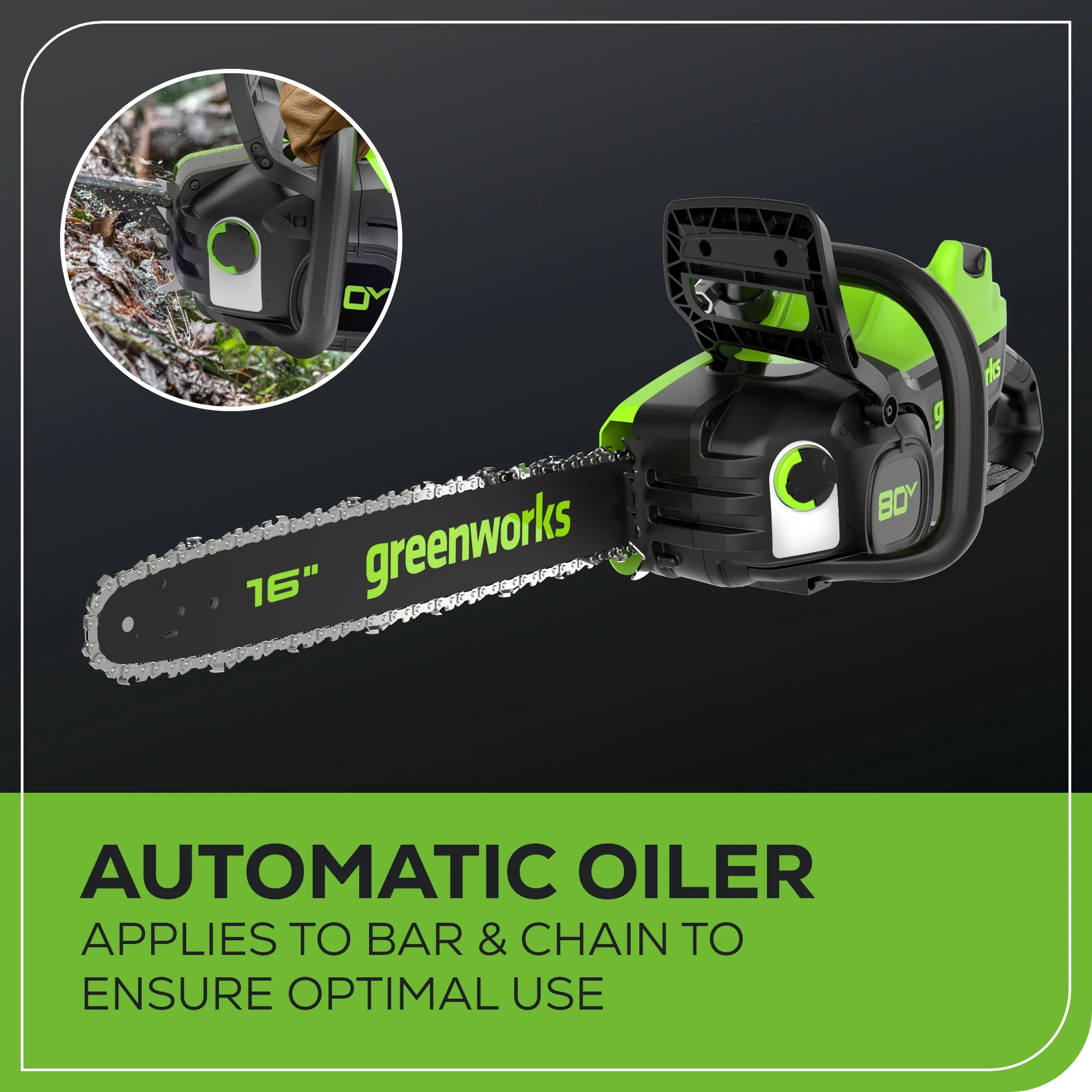 80V 16" 2.0kW Cordless Battery Chainsaw w/ (1) 2.5Ah Battery & 2A Charger - Image 7