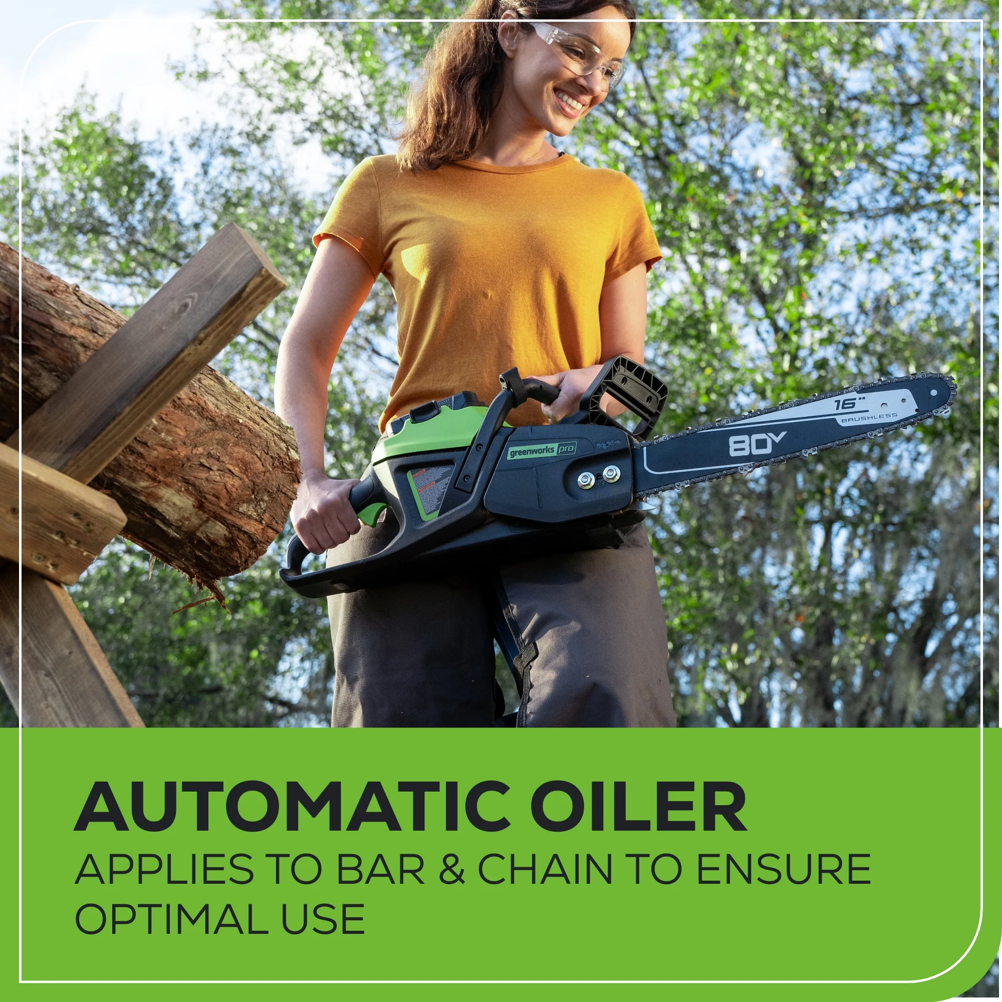 80V 16" 2.0kW Cordless Battery Chainsaw w/ 4.0 Ah Battery & Charger - Image 7