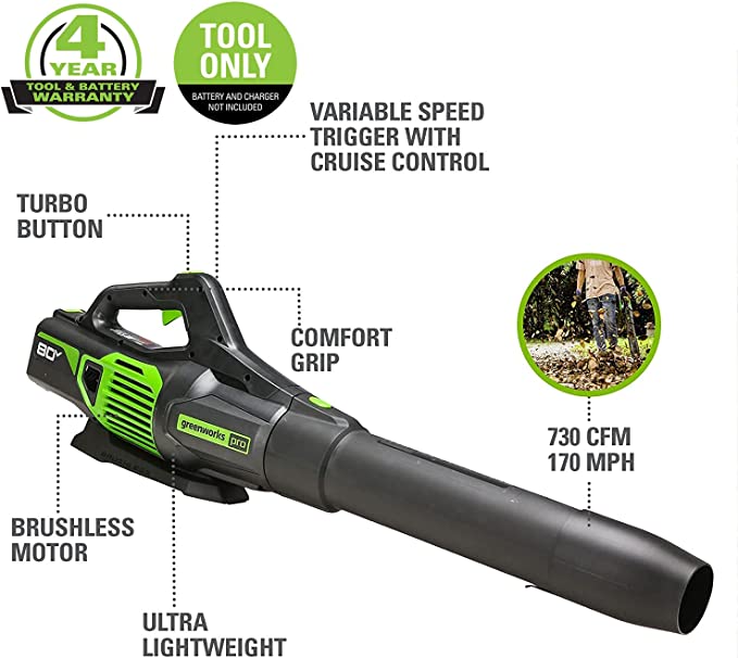 80V 16" Cordless Battery String Trimmer, 730 CFM Blower and 26" Hedge Trimmer Combo Kit: 2.0 Ah Battery and Charger - Image 10