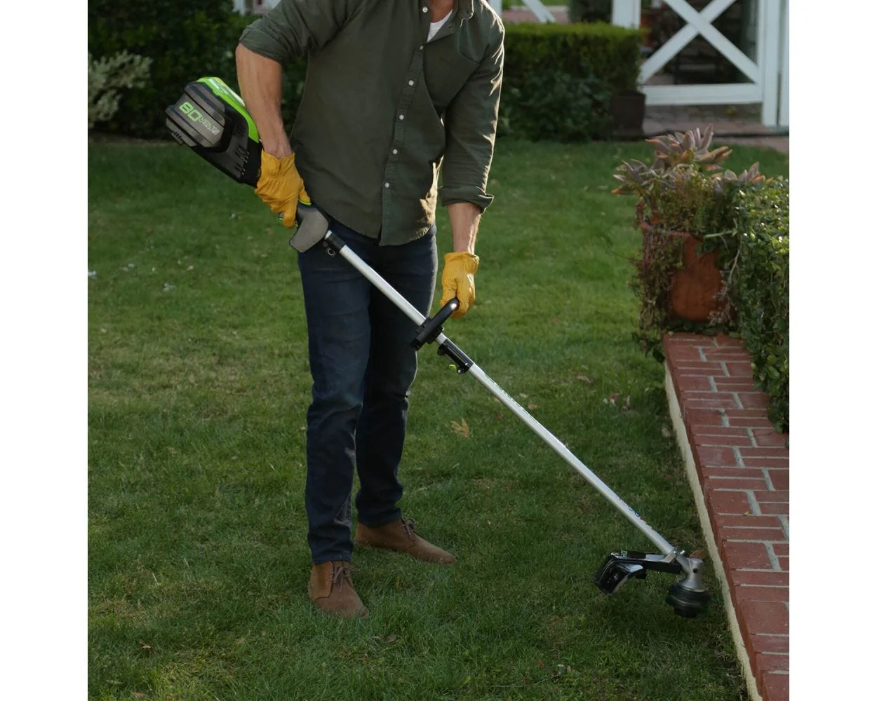 80V 16" Cordless Battery String Trimmer (Attachment Capable) and 8" Edger Attachment Combo Kit: 2.0 Ah Battery and Charger - Image 3