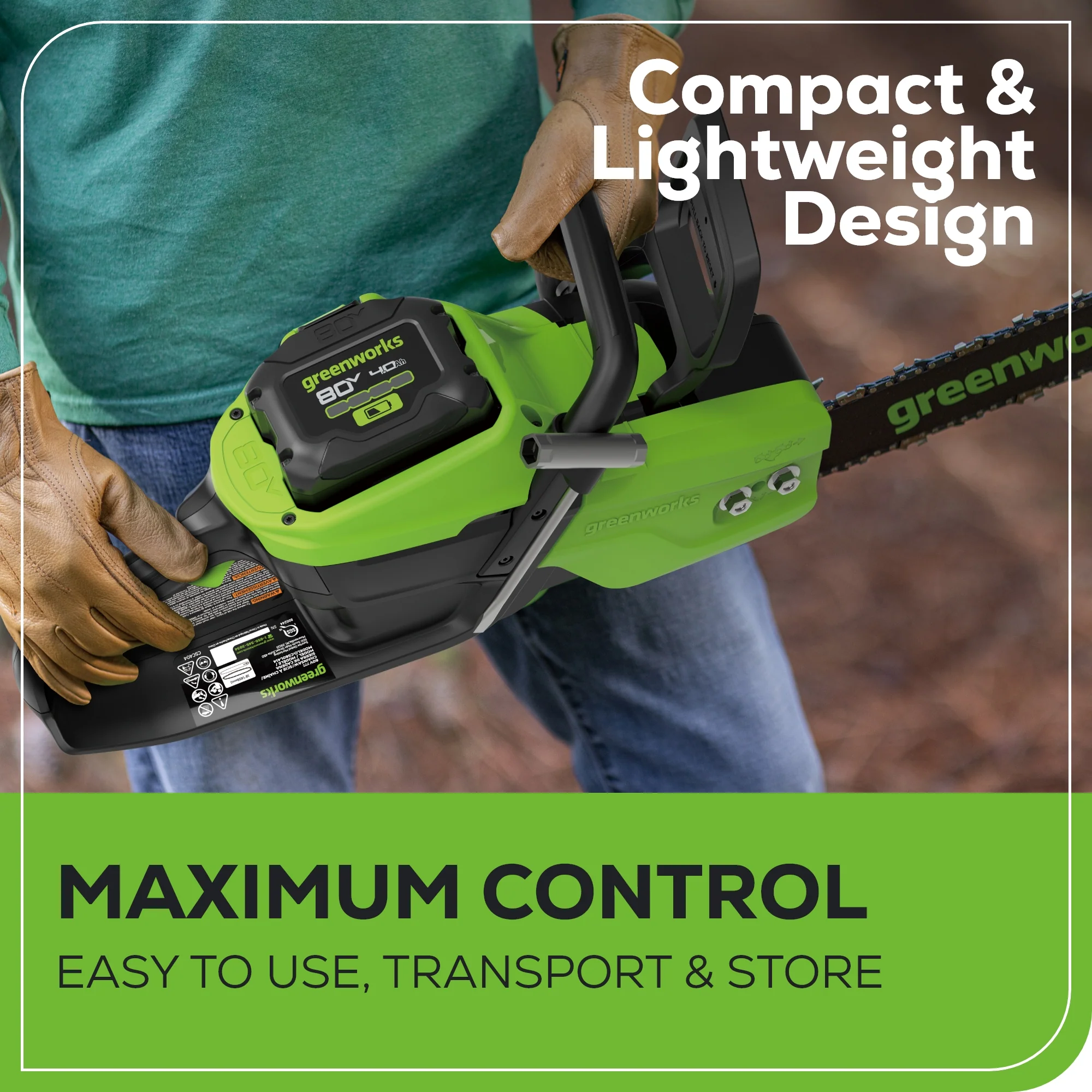 80V 18" 2.5kW Cordless Battery Chainsaw, (1) 4Ah Battery and 2A Charger - Image 5