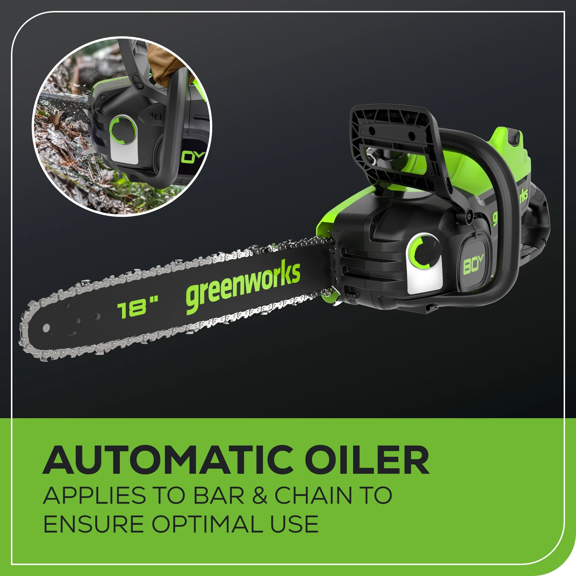 80V 18" 2.5kW Cordless Battery Chainsaw, (1) 4Ah Battery and 2A Charger - Image 7