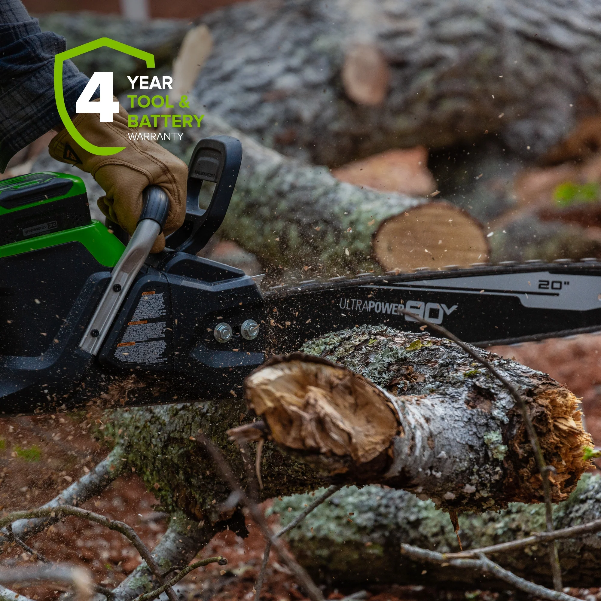 80V 20" Cordless Battery Chainsaw: 4.0 Ah Battery and Charger - Image 10