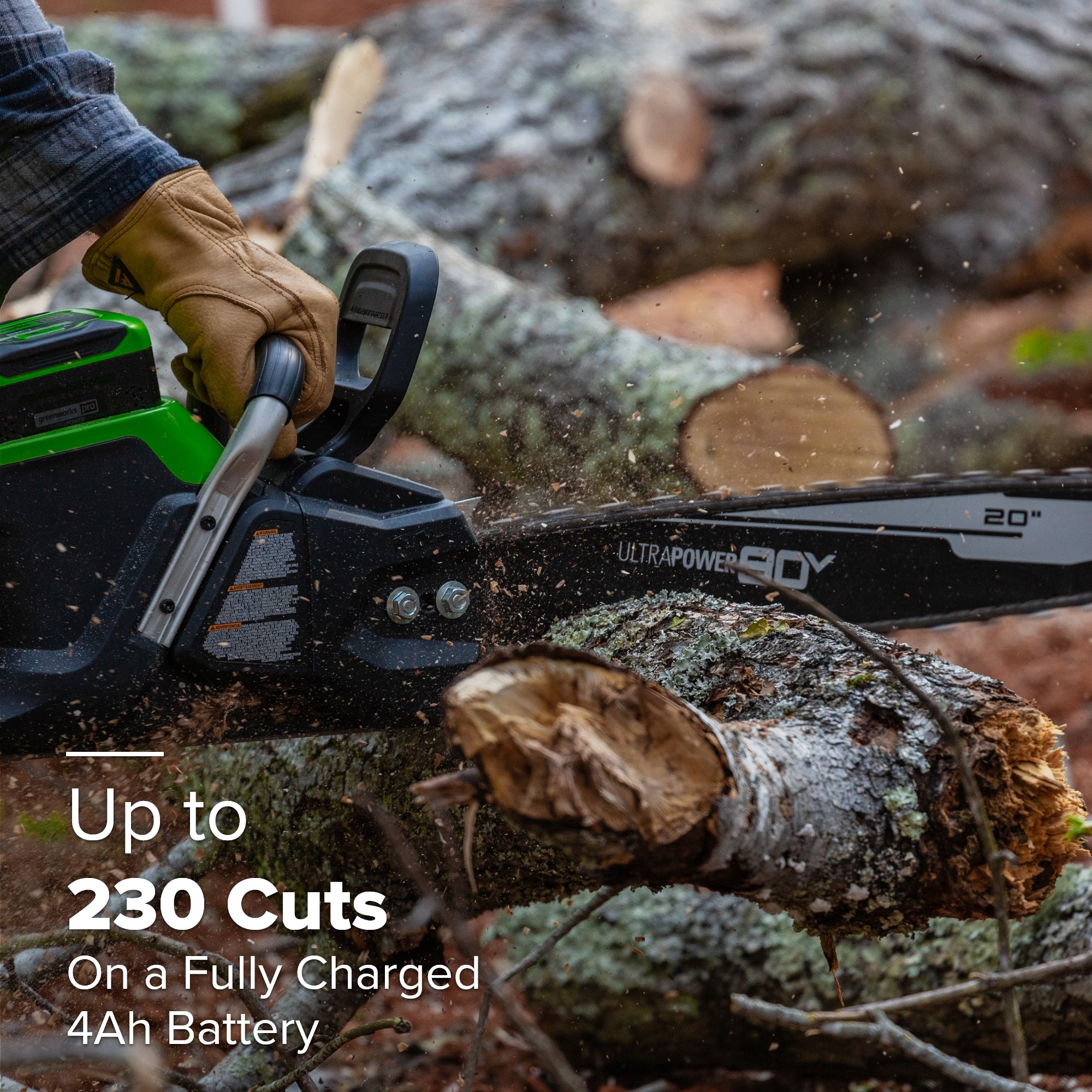 80V 20" Cordless Battery Chainsaw: 4.0 Ah Battery and Charger - Image 8