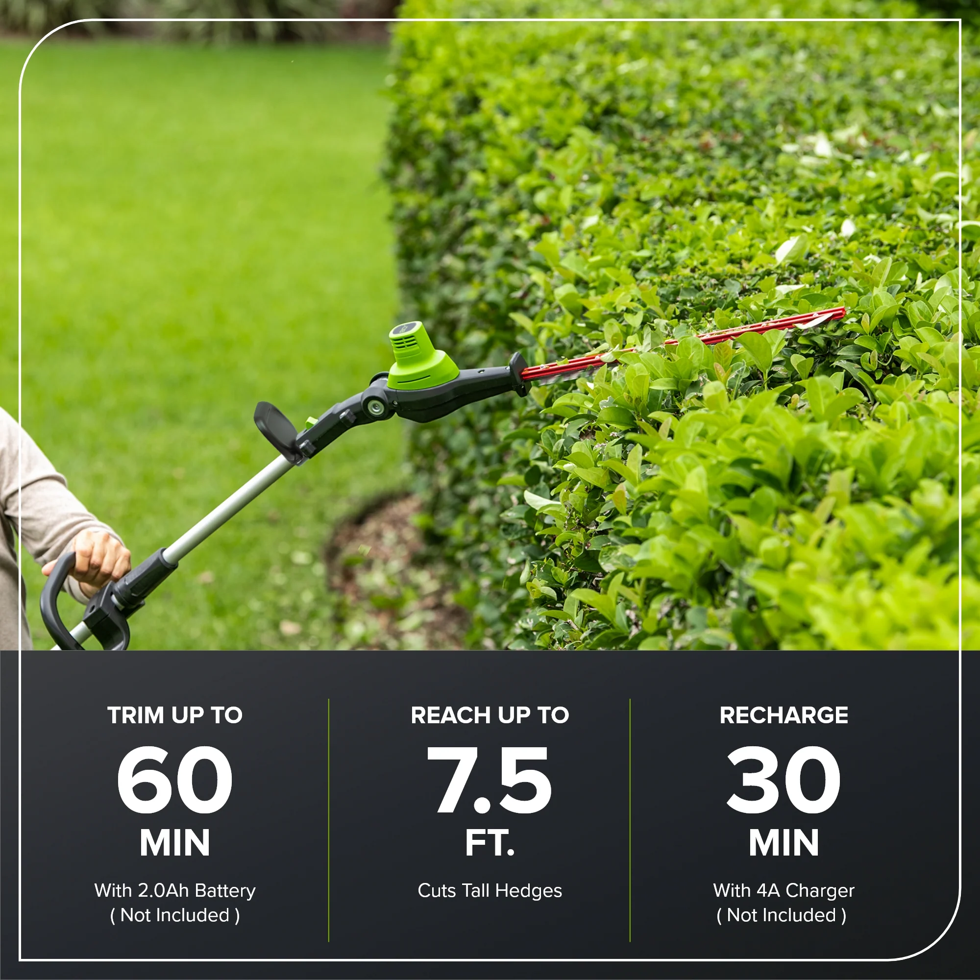 80V 20" Cordless Battery Pole Hedge Trimmer (1.2" cut, 3200 SPM), Tool-Only - Image 3