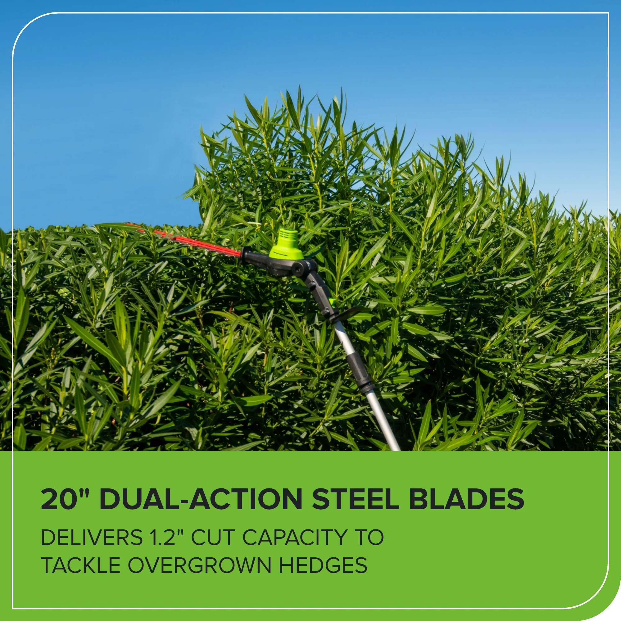 80V 20" Cordless Battery Pole Hedge Trimmer (1.2" cut, 3200 SPM), Tool-Only - Image 7