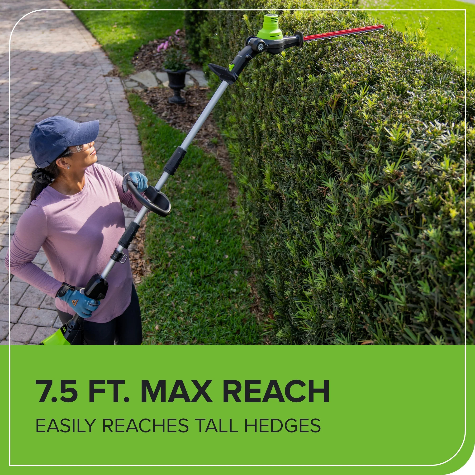 80V 20" Cordless Battery Pole Hedge Trimmer (1.2" cut, 3200 SPM), Tool-Only - Image 9