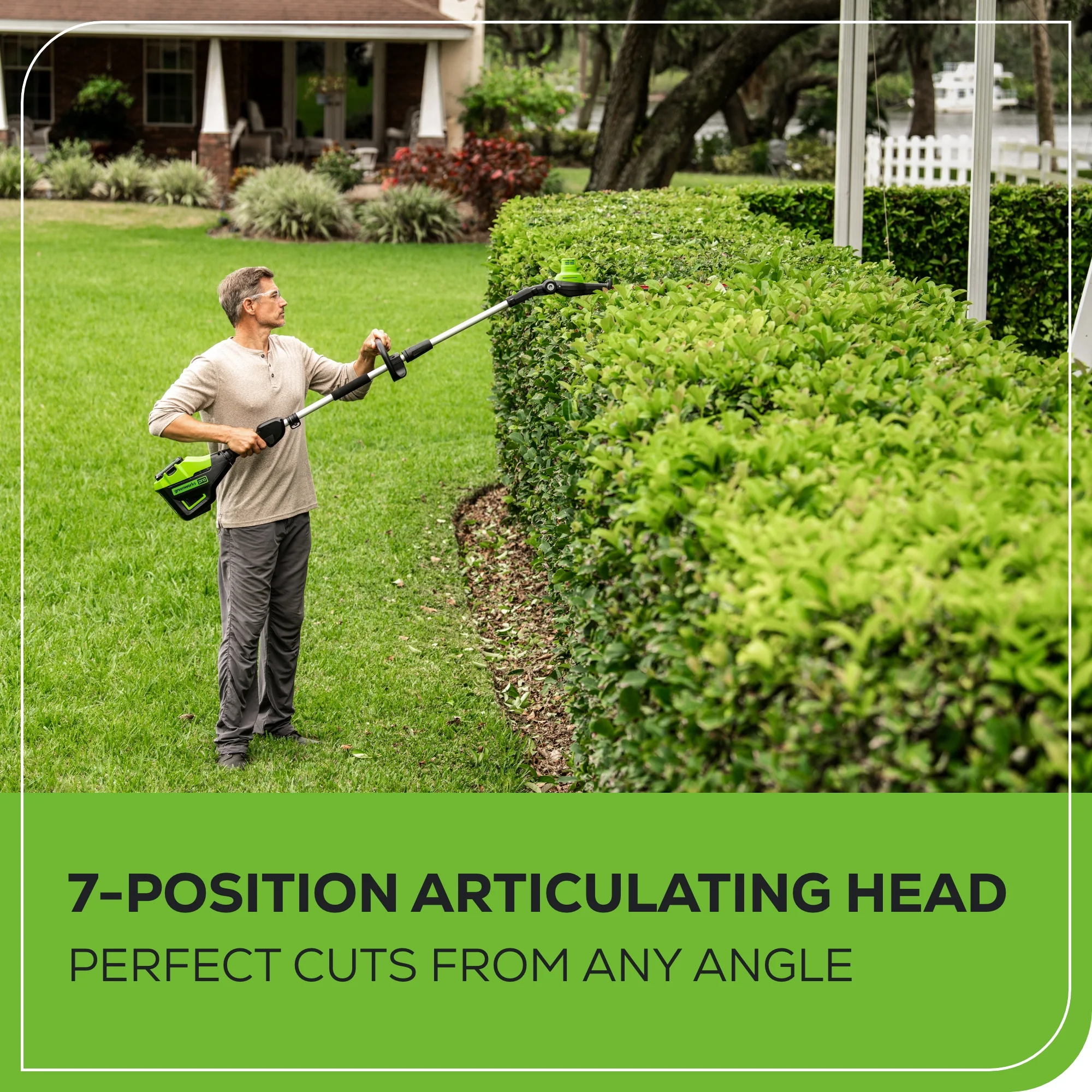 80V 20" Cordless Battery Pole Hedge and 10" Pole Saw Combo Kit: 2.0 Ah Battery and Rapid Charger - Image 8
