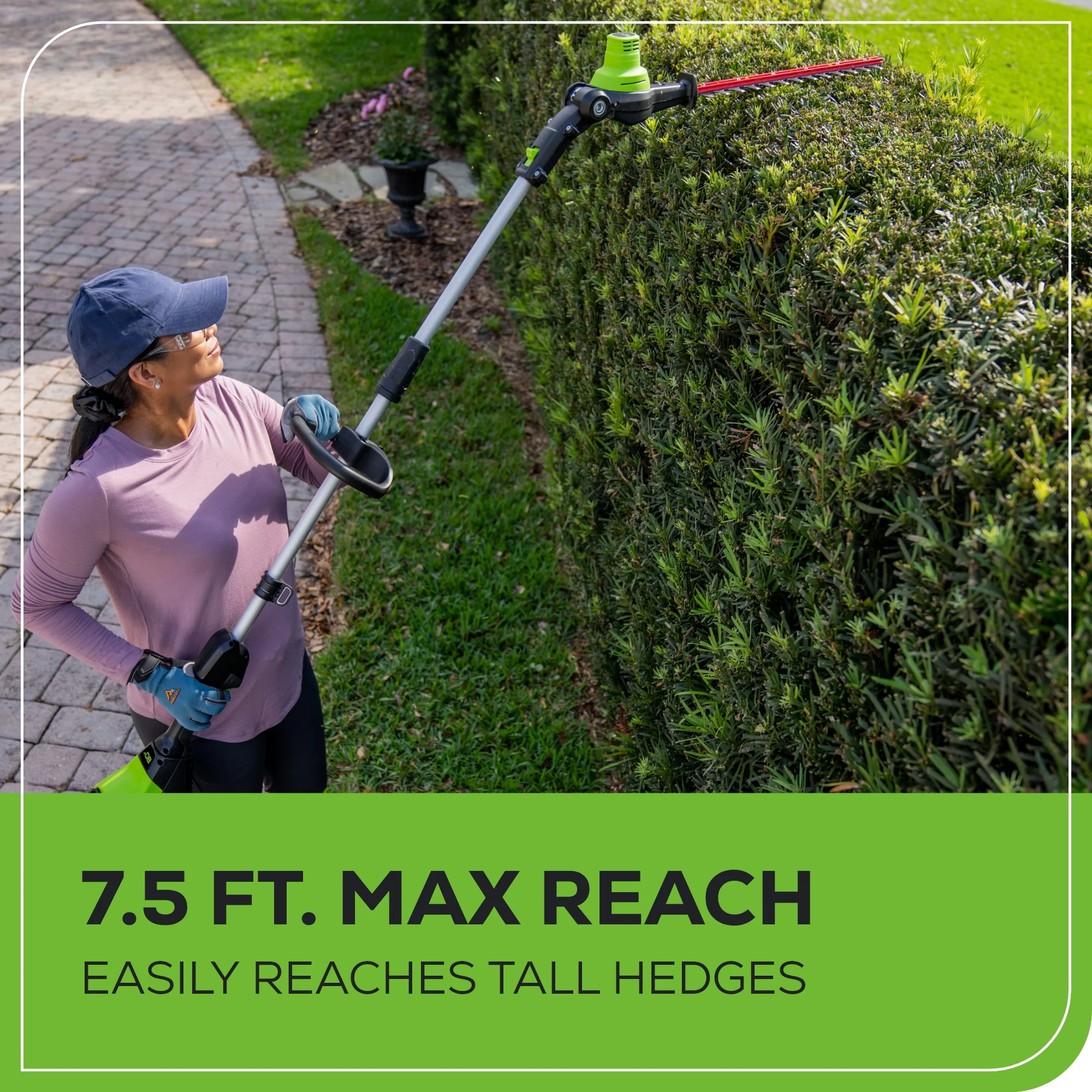 80V 20" Cordless Battery Pole Hedge Trimmer (1.2" cut, 3200 SPM) w/ 2.0Ah Battery & Charger - Image 9
