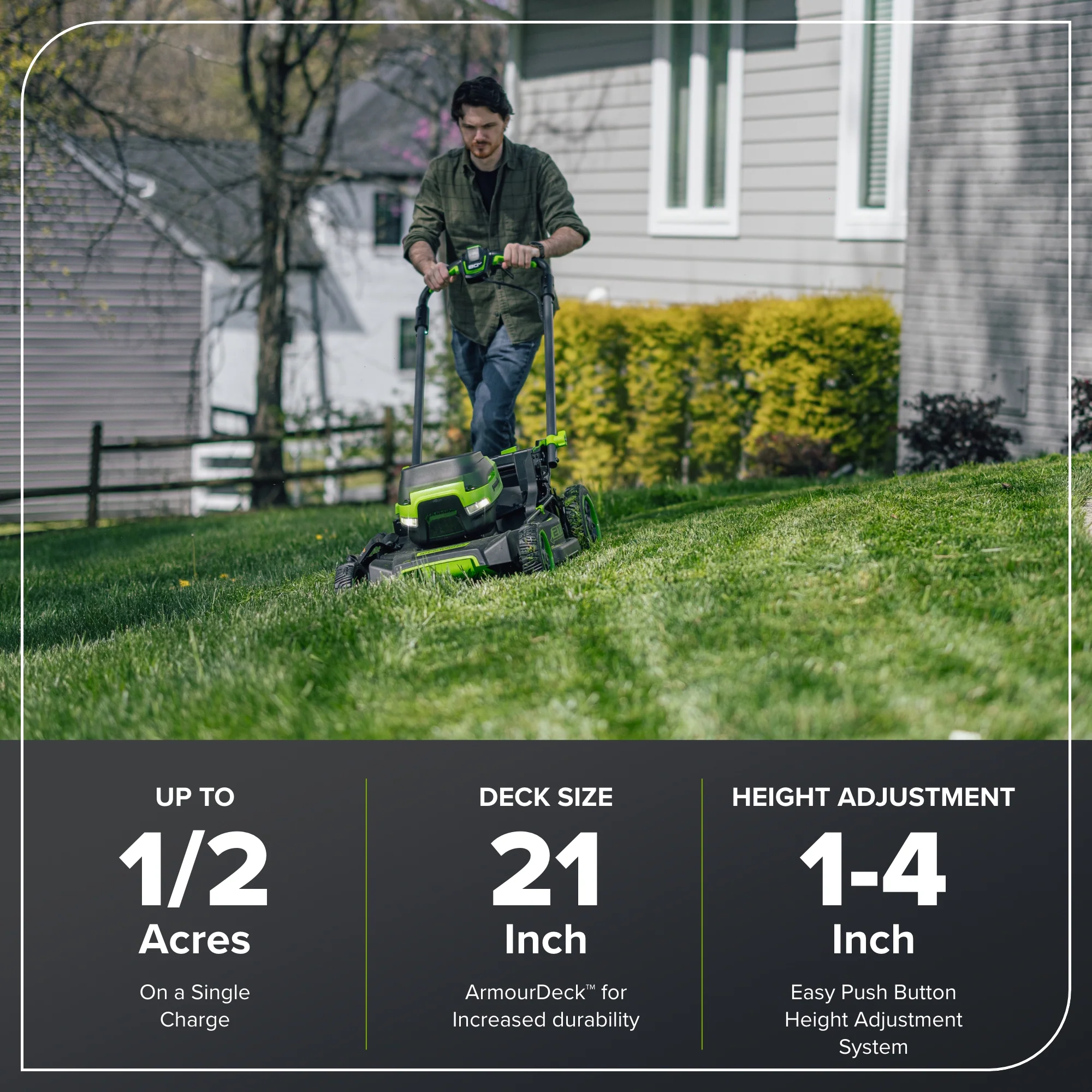 80V 21" Cordless Battery 4-in-1 Self-Propelled Mower: (1) 4.0Ah,(1) 2.0Ah Batteries & 2A Charger - Image 3