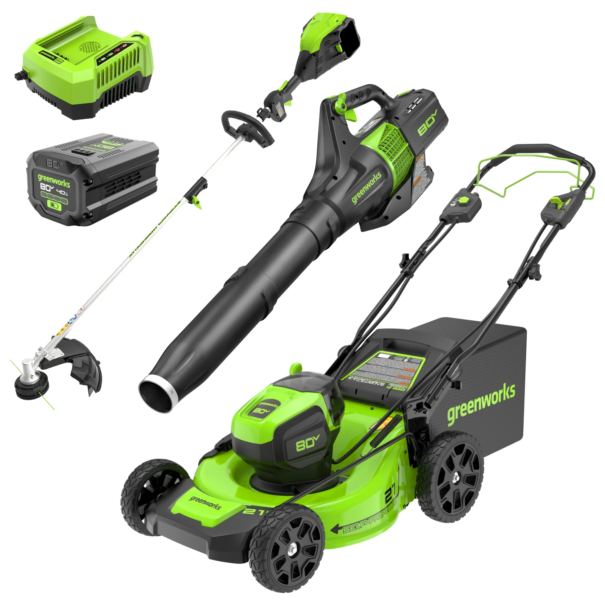 80V 21" Cordless Battery Brushless Self-Propelled Mower 3pc Combo Kit: 4.0 Ah Battery and Rapid Charger