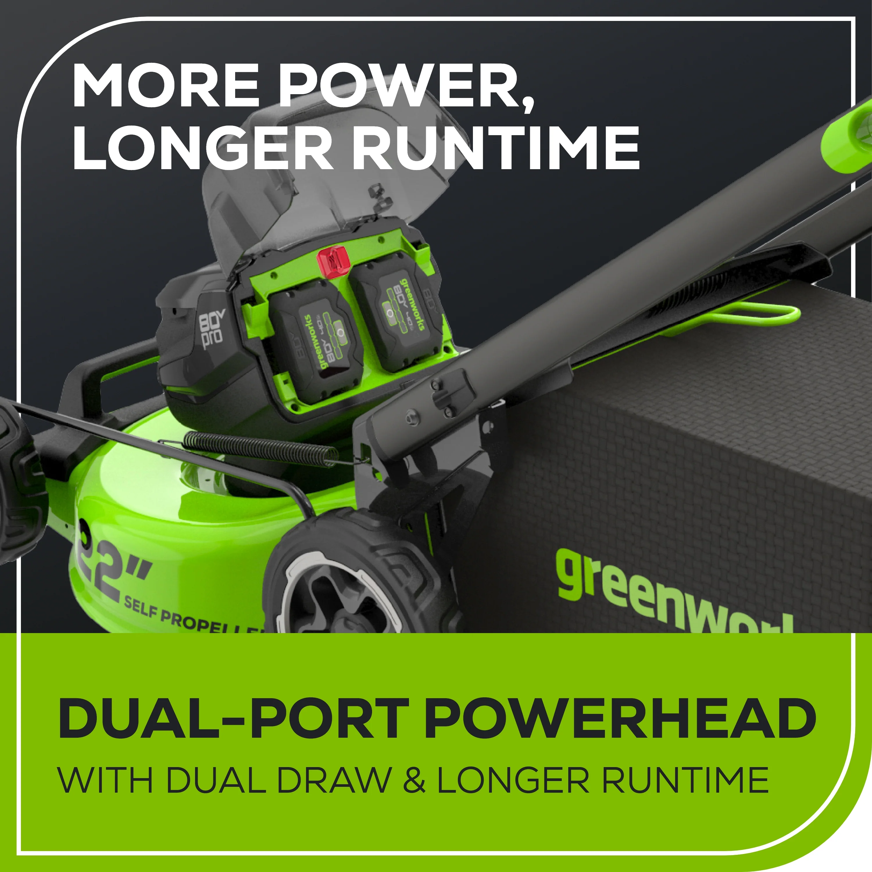 80V 22" Cordless Battery Dual Blade Self-Propelled Lawn Mower: (2) 4.0 Ah Batteries and Rapid Charger - Image 9