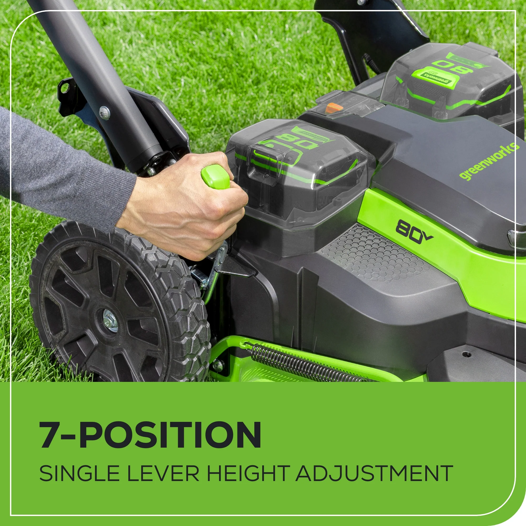 OPEN BOX 80V 25" Cordless Battery Dual Blade Self-Propelled Mower: (2) 2.5 Ah Batteries and Dual-Port Charger - Image 5