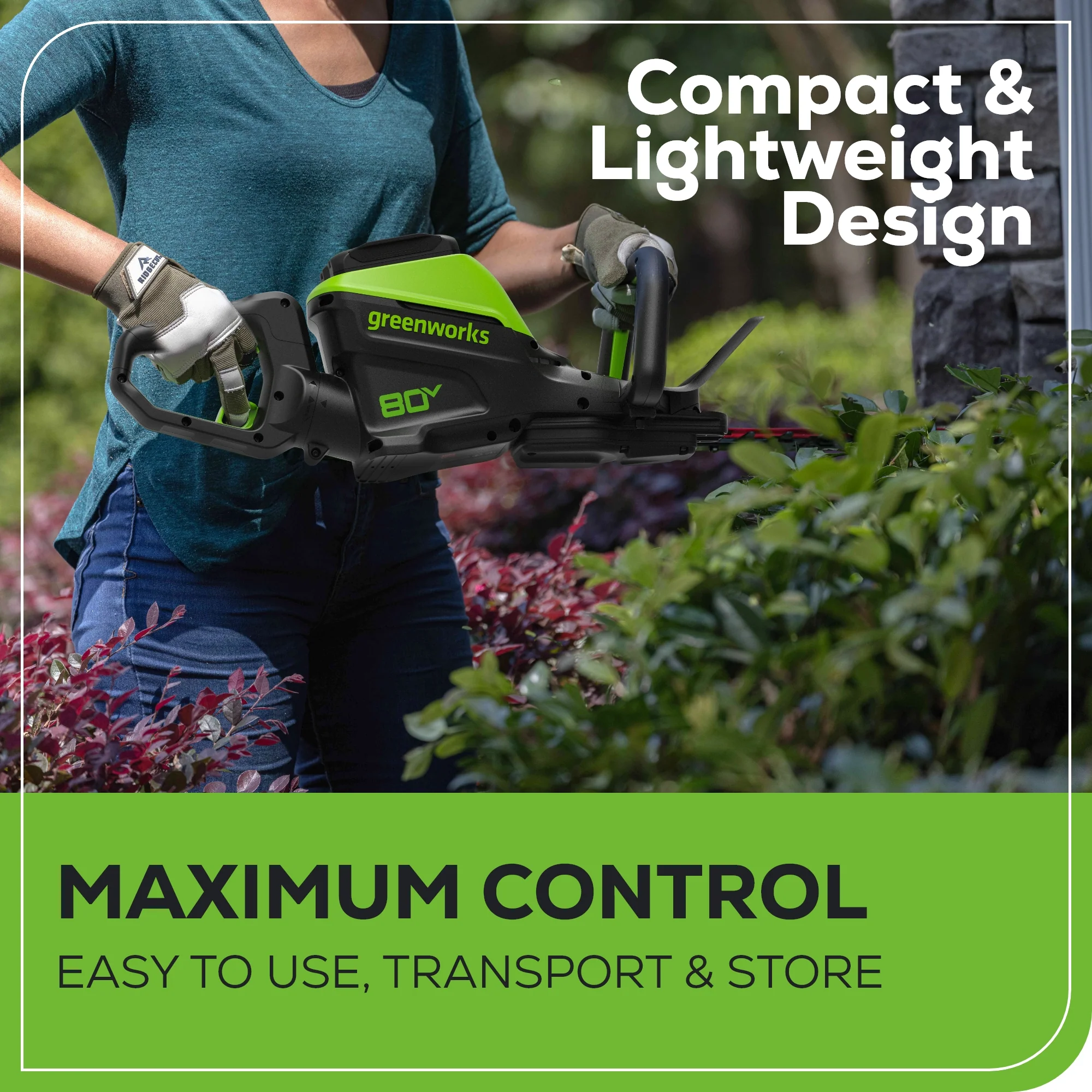 80V 26" Cordless Battery Hedge Trimmer (1.1" cut, 4000 SPM): 2.0 Ah Battery and Charger - Image 5