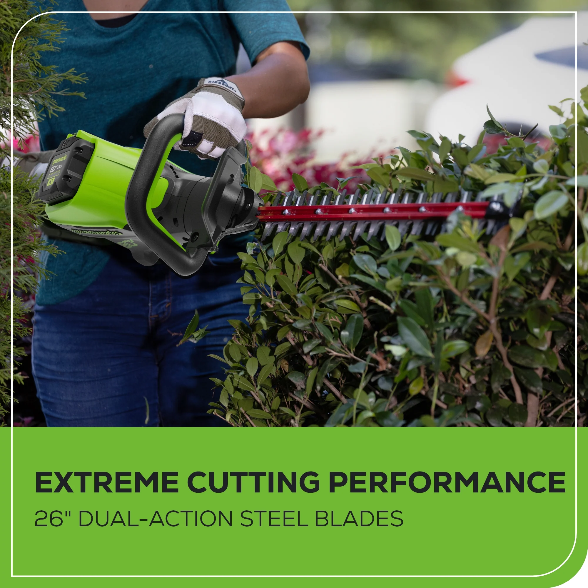 80V 26" Cordless Battery Hedge Trimmer (1.1" cut, 4000 SPM): 2.0 Ah Battery and Charger - Image 7