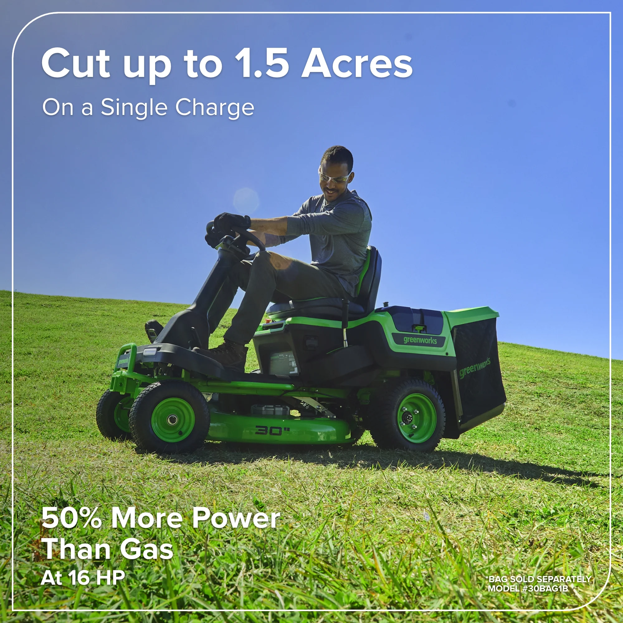 80V 30" CrossoverT Riding Lawn Tractor : (4) 6.0 Ah Batteries and 600-Watt Charger - Image 13