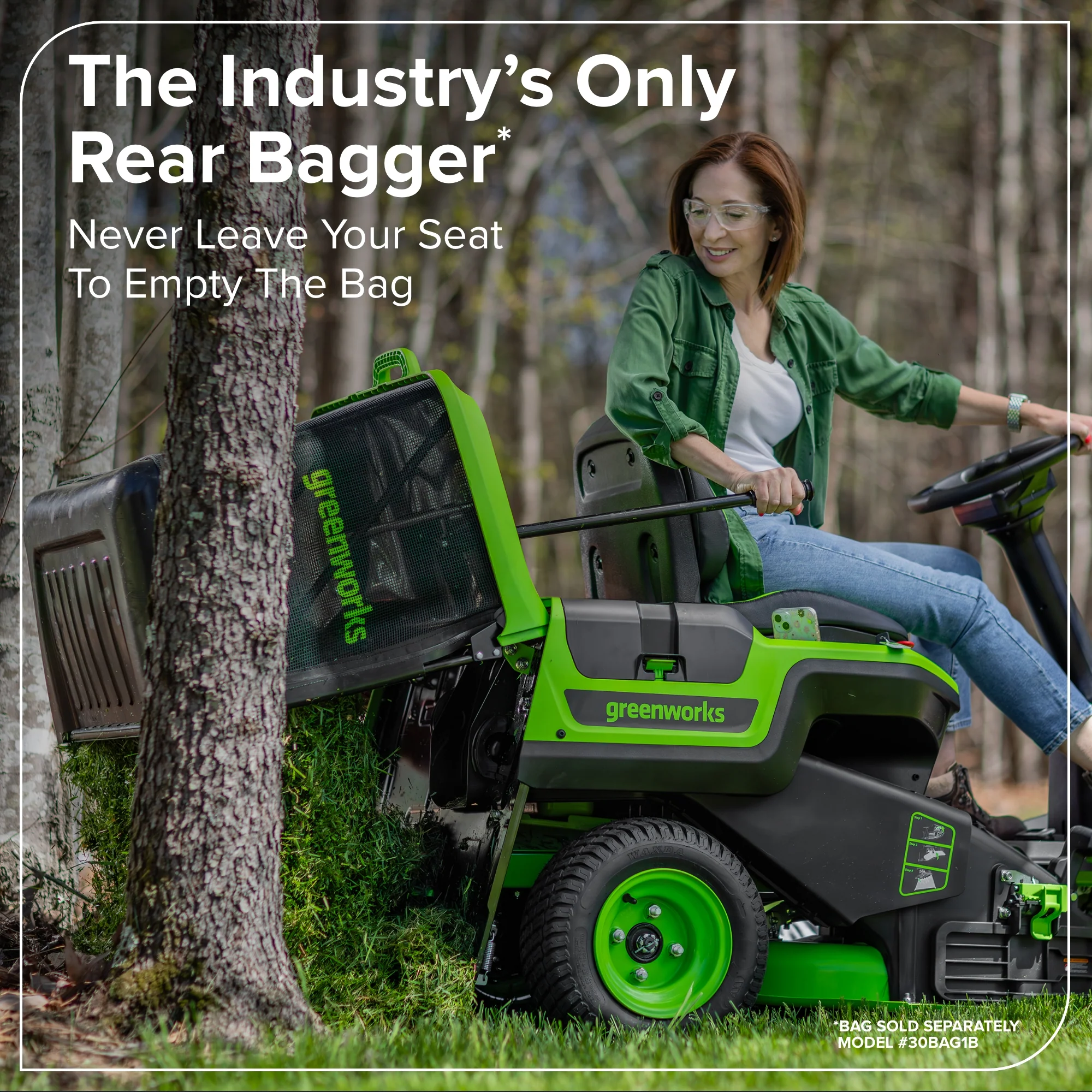 80V 30" CrossoverT Riding Lawn Tractor : (4) 6.0 Ah Batteries and 600-Watt Charger - Image 7