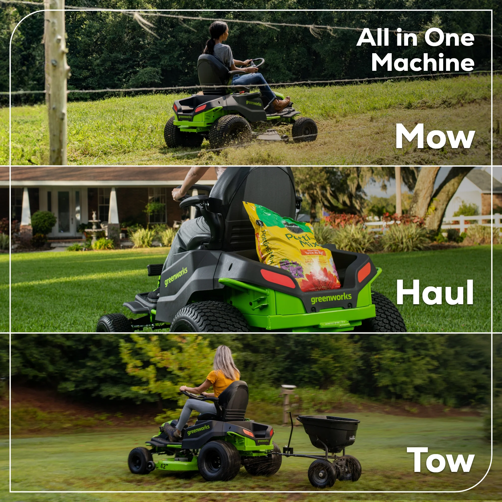 80V 42" Cordless Battery CrossoverT Riding Lawn Mower, (4) 5.0Ah Batteries and 600W Wall Charger - Image 7