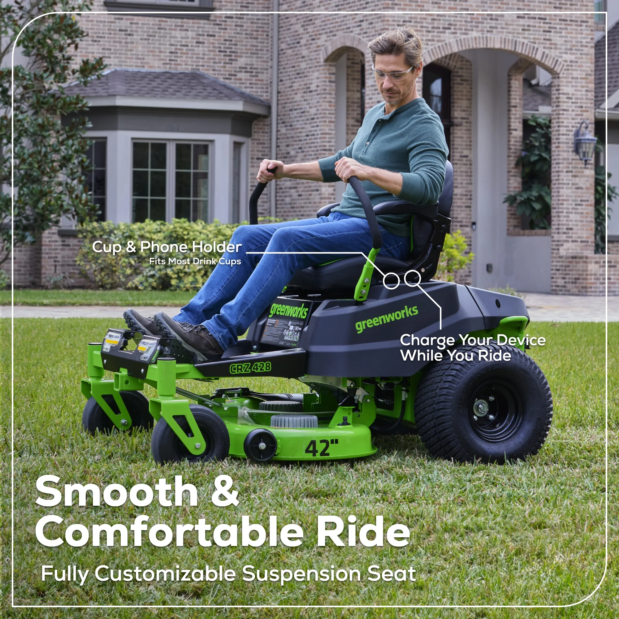 80V 42" Cordless Battery CrossoverZ Zero Turn Lawn Mower, (4) 5Ah Batteries and (3) Dual-Port Chargers - Image 9