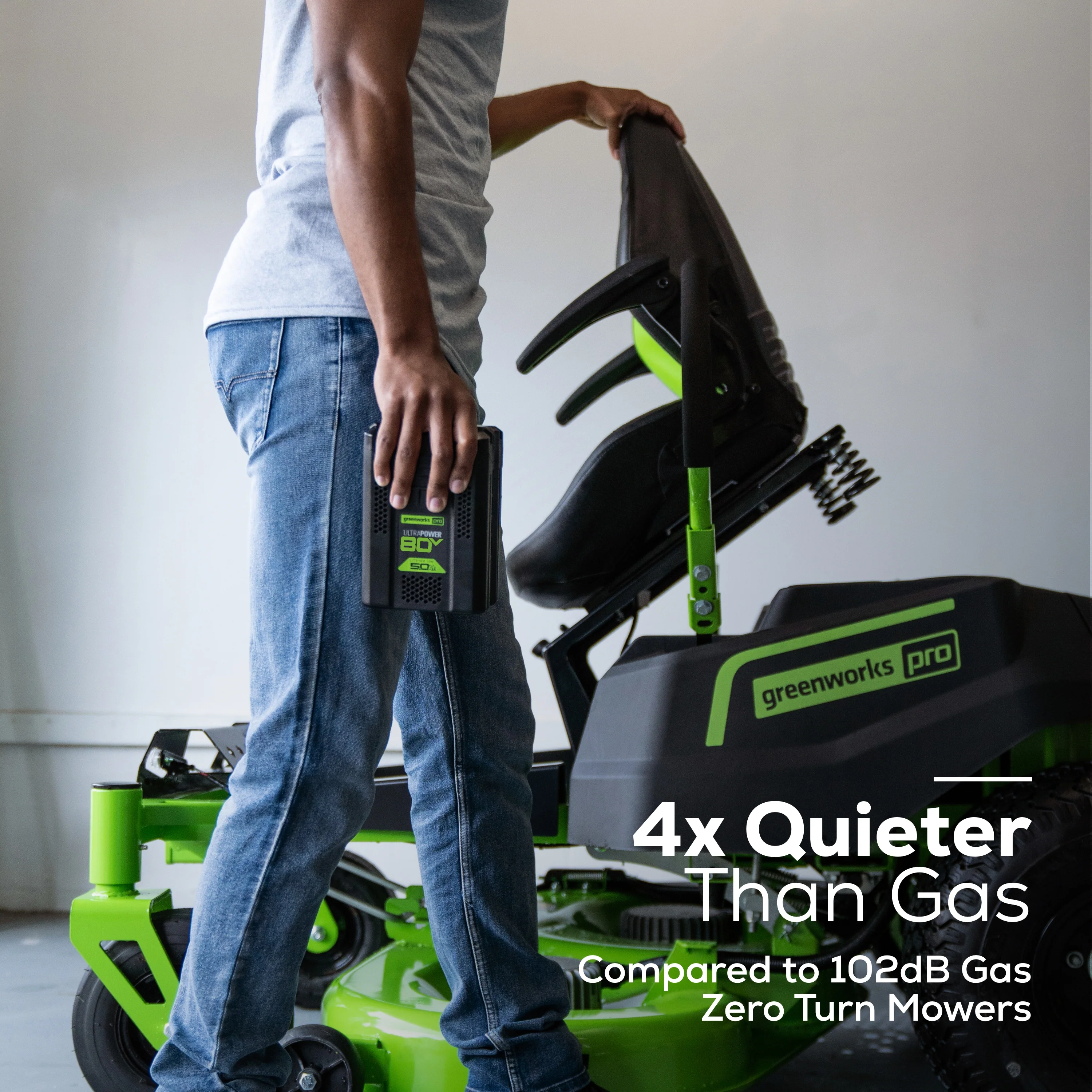 80V 42" Cordless Battery CrossoverT Riding Lawn Mower w/ Six (6) 5.0Ah Batteries and Three (3) Dual Port Turbo Chargers - Image 10