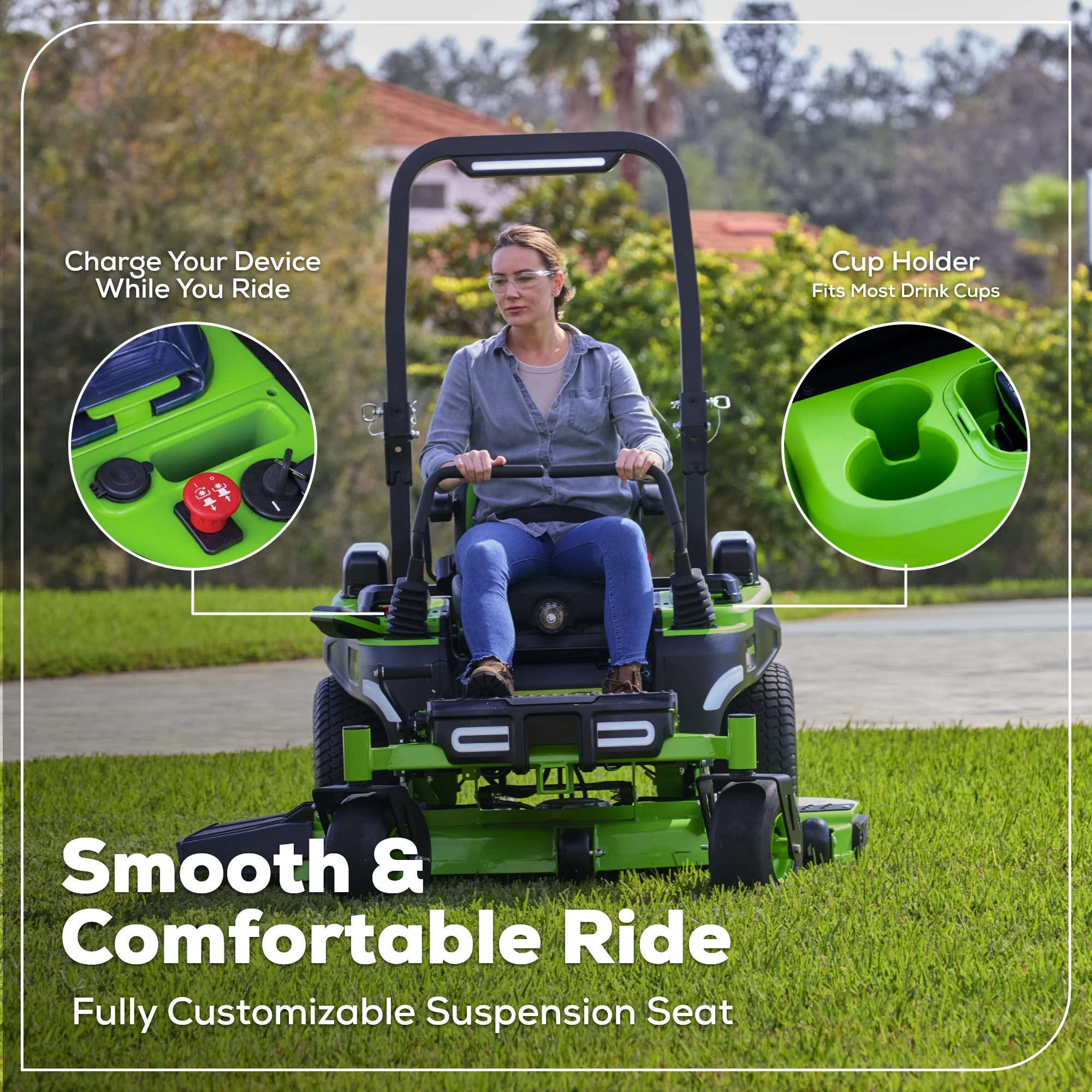 80V 54" MaximusZ Zero Turn Riding Mower with (2) 16.0 Ah and (1) 4.0 Ah Batteries and 1.5kW Charger - Image 8