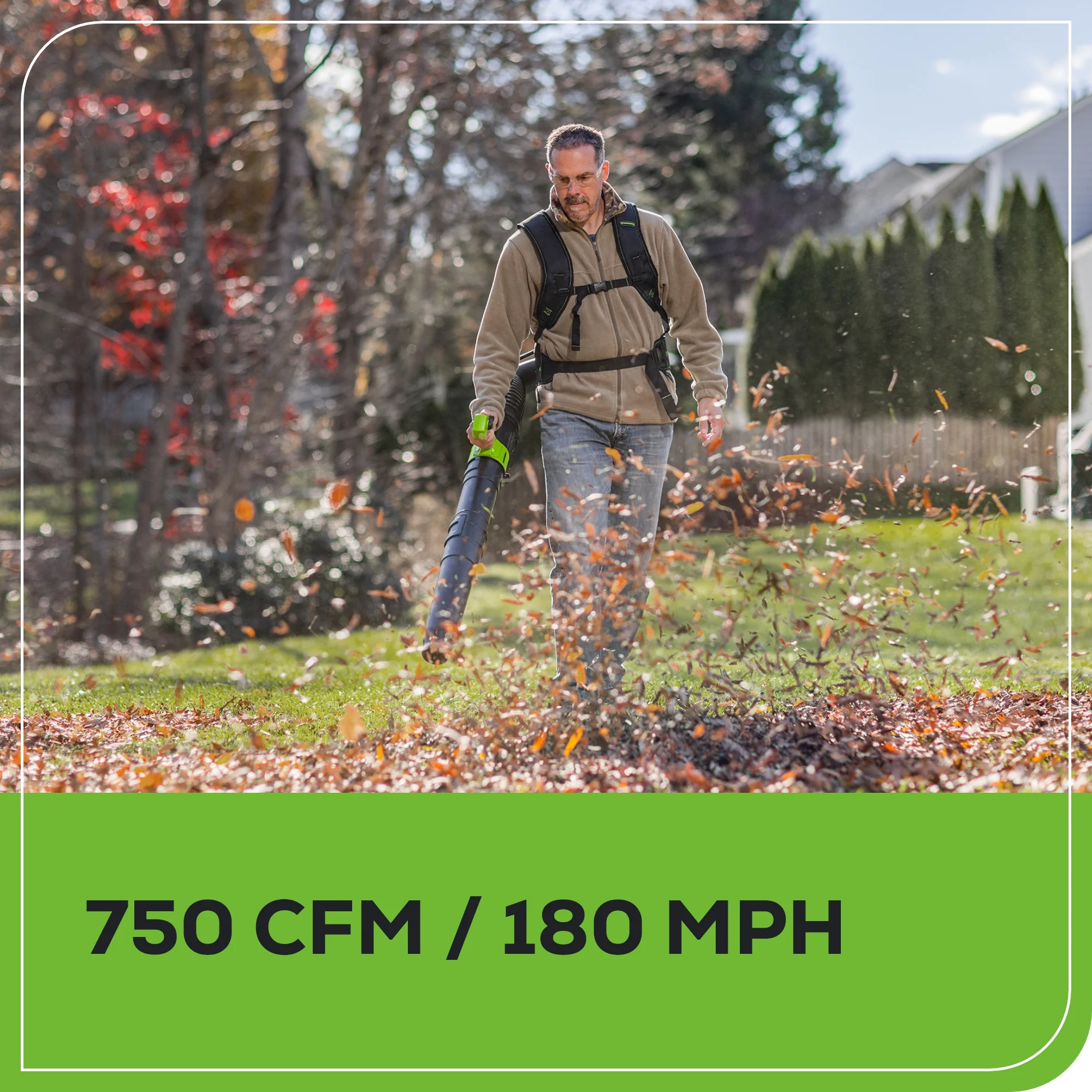 80V 750 CFM Cordless Battery Single Port Backpack Blower, 8Ah Battery and 6A Charger - Image 6