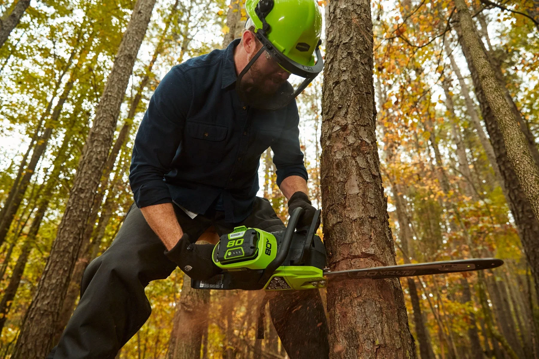 80V 18" Cordless Battery Chainsaw and 10" Pole Saw Combo Kit: 4.0 Ah Battery and Rapid Charger - Image 5
