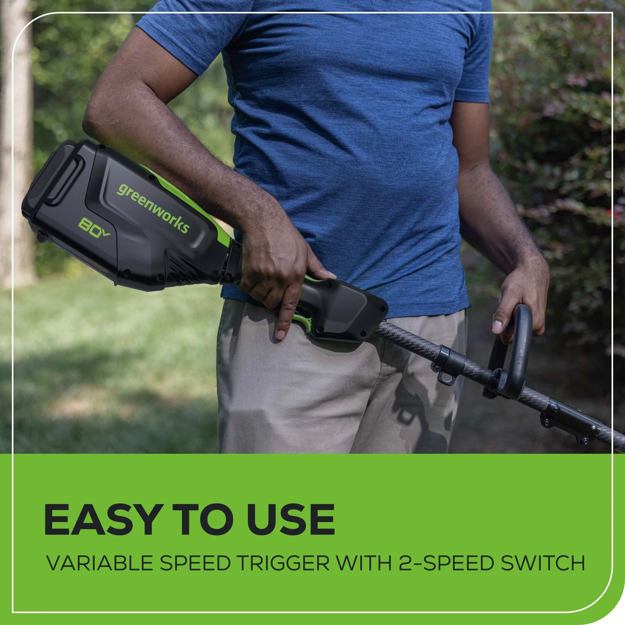 80V Cordless 16" Brushless Carbon Fiber String Trimmer: 2.0 Ah Battery and Charger - Image 8