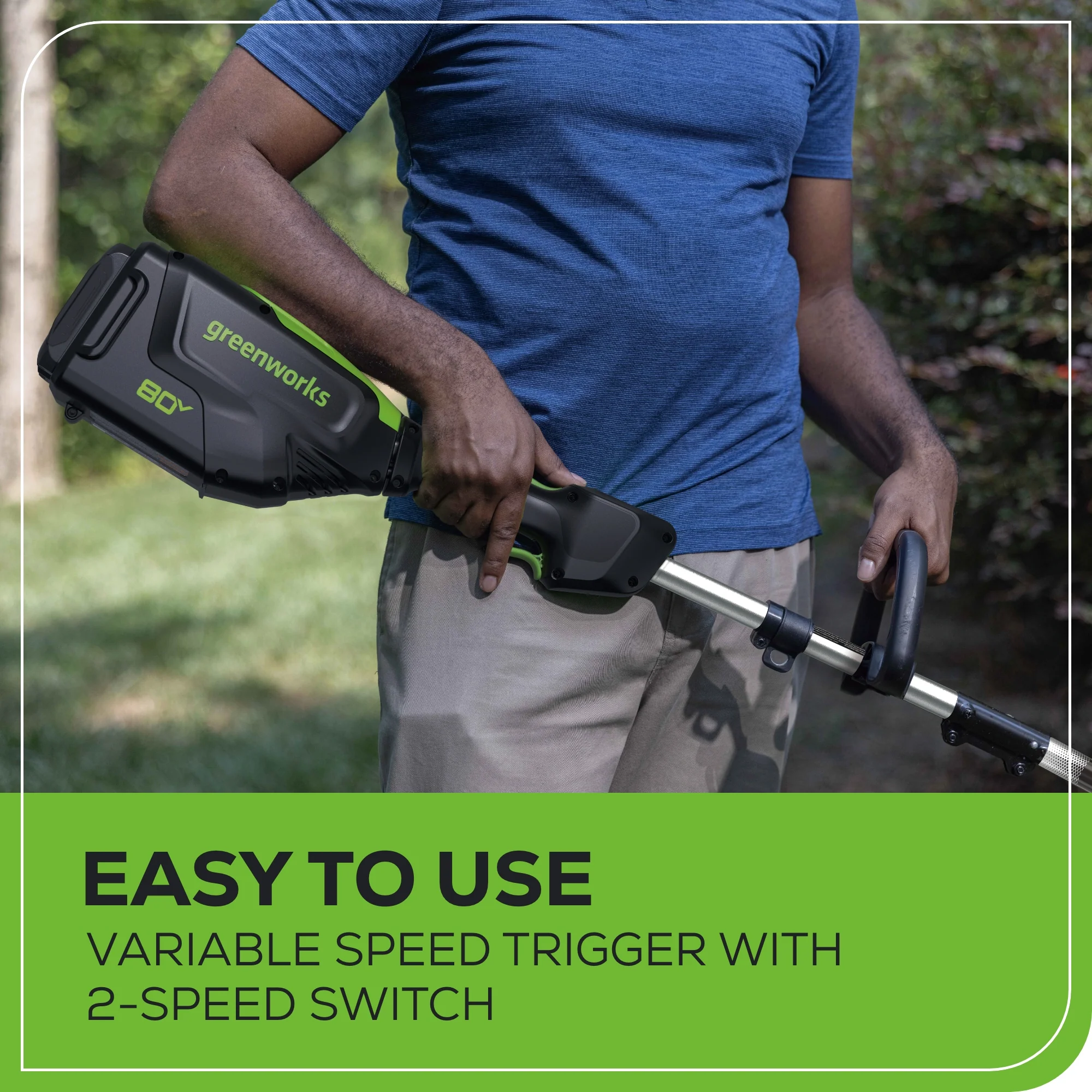 80V Cordless Brushless 16" String Trimmer and 700 CFM Blower Combo Kit: 2.5 Ah Battery and 4Amp Charger - Image 7