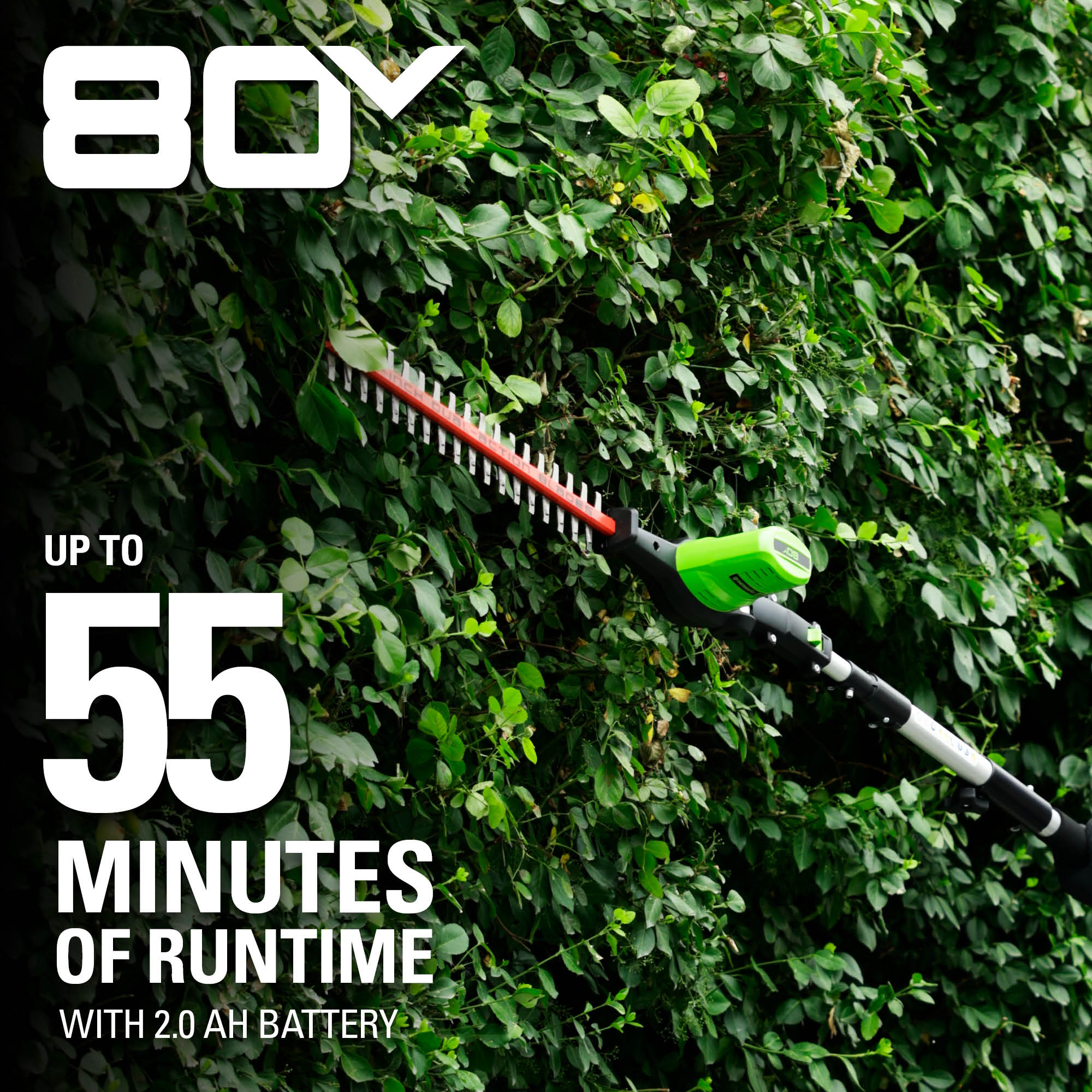 80V 20" Cordless Pole Hedge Trimmer (3/4“cut, 3000SPM), Tool Only - Image 4