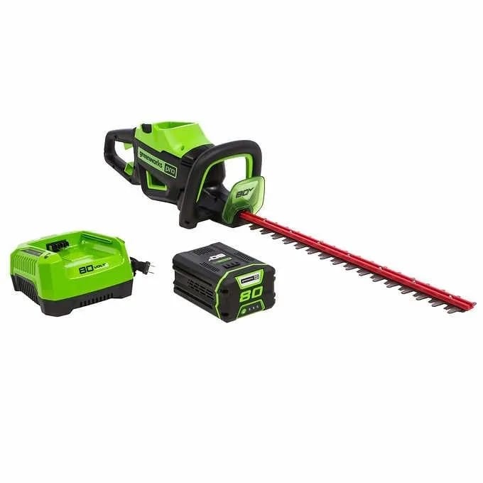 80V 24" Cordless Battery Hedge Trimmer and 20" Pole Hedge Trimmer Combo Kit: 2.0 Ah USB Battery and Charger - Image 3