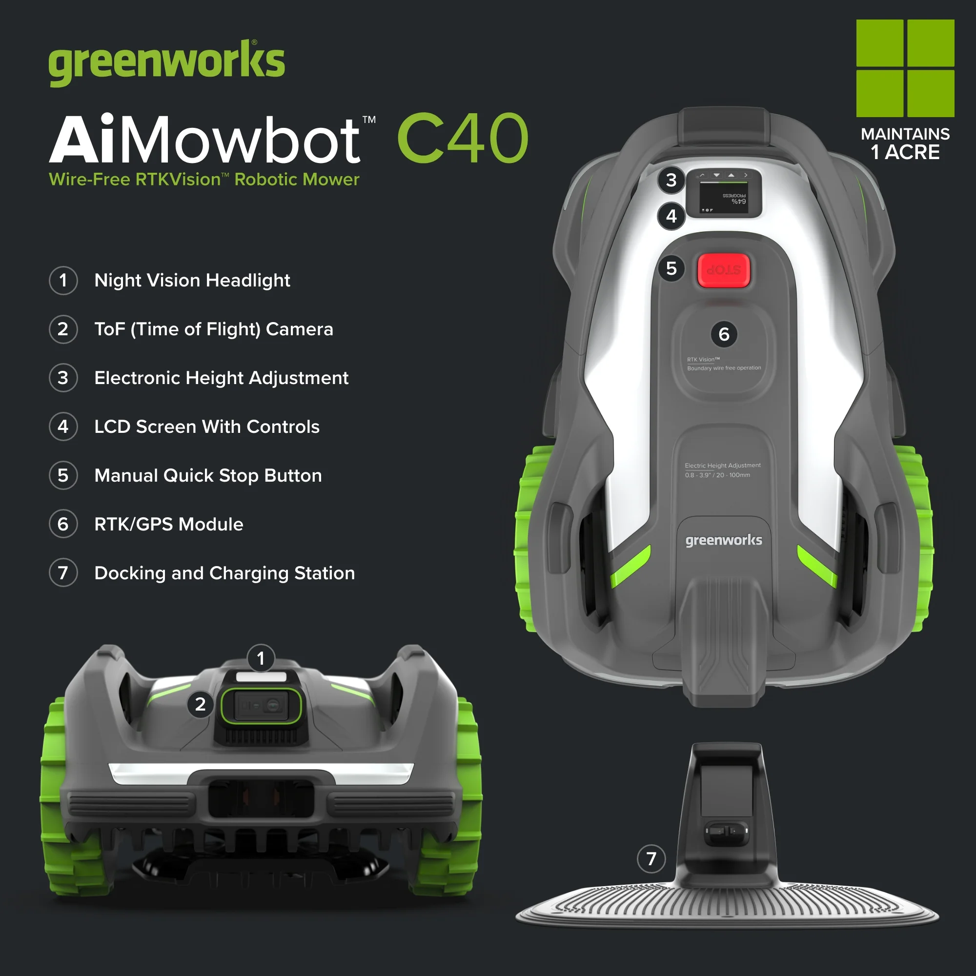 AiMowbot Wire-Free RTKVision Robotic Mower C40 | 1 Acre - Image 3