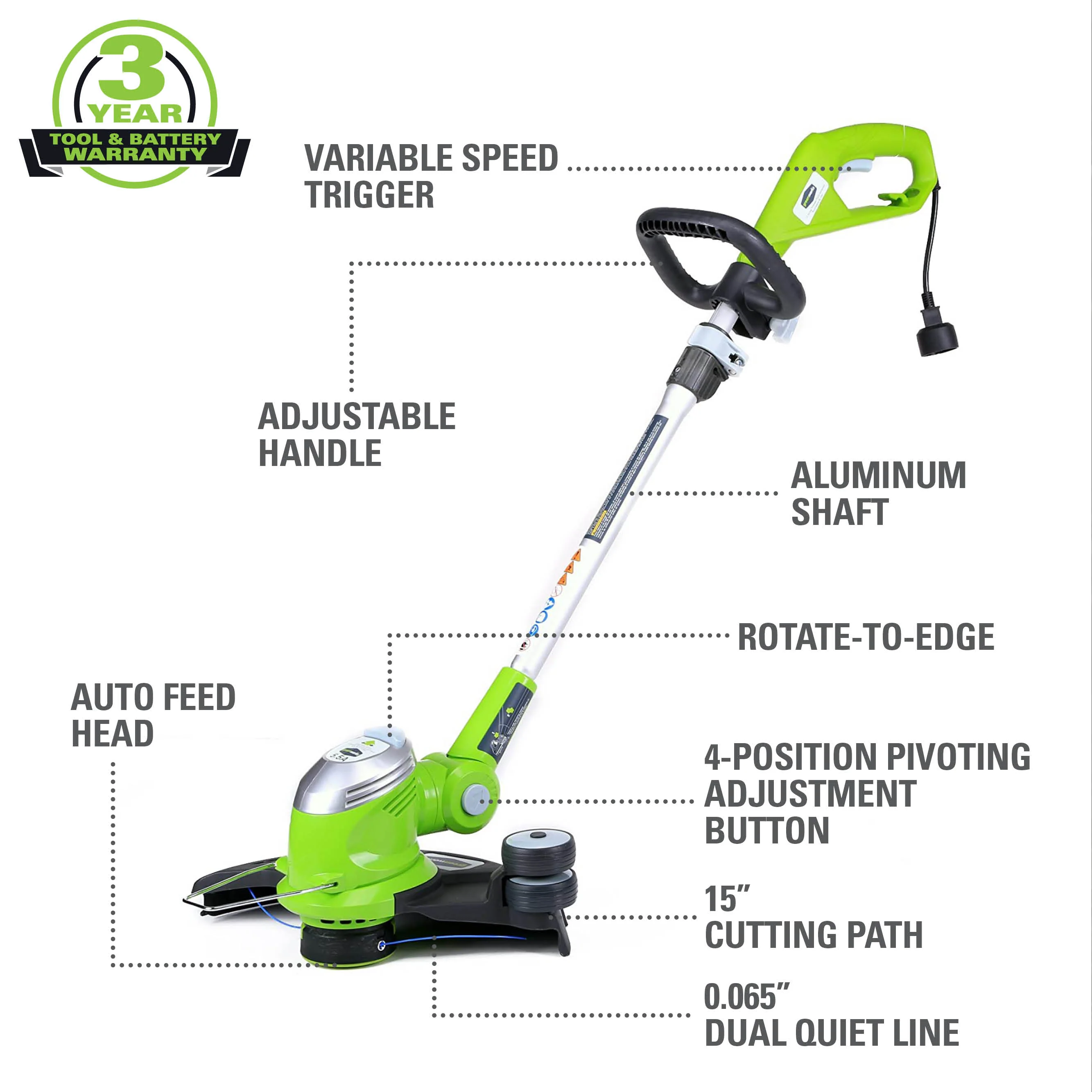 Corded Electric 5.5 Amp 15 Inch String Trimmer - Image 2