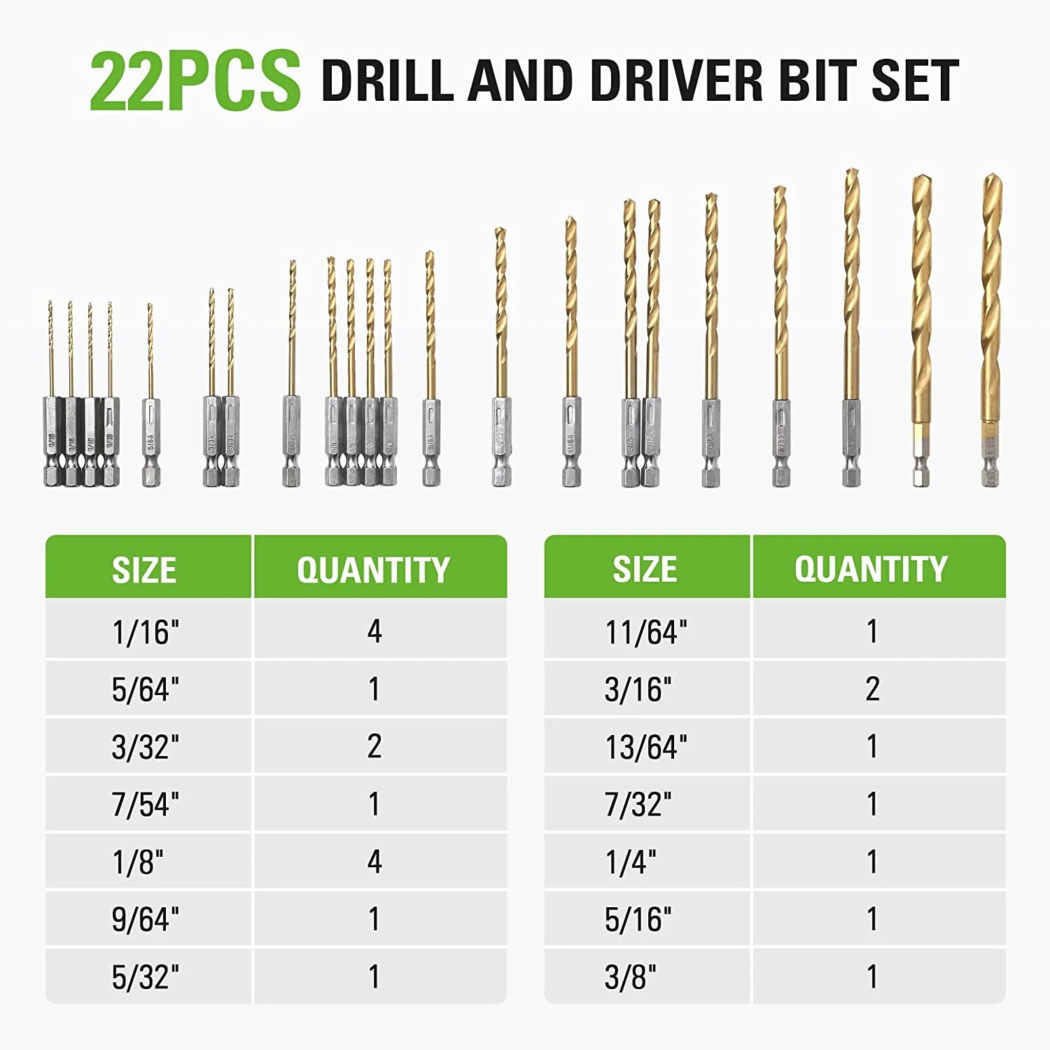 22 Piece Titanium Drilling Bit Set - Image 3