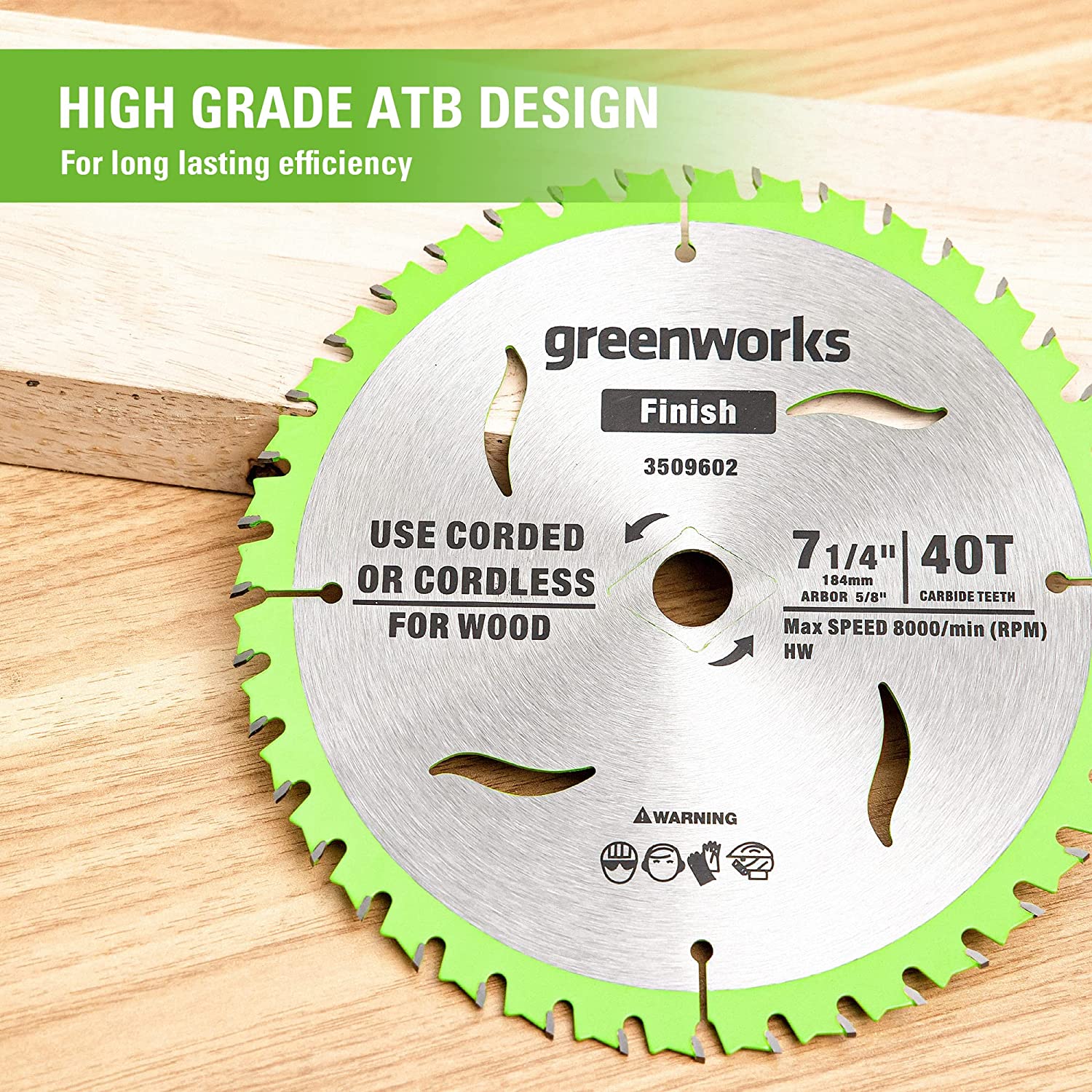 Greenworks 24V 7-1/4 " 40T Circular Saw Blades - Image 3
