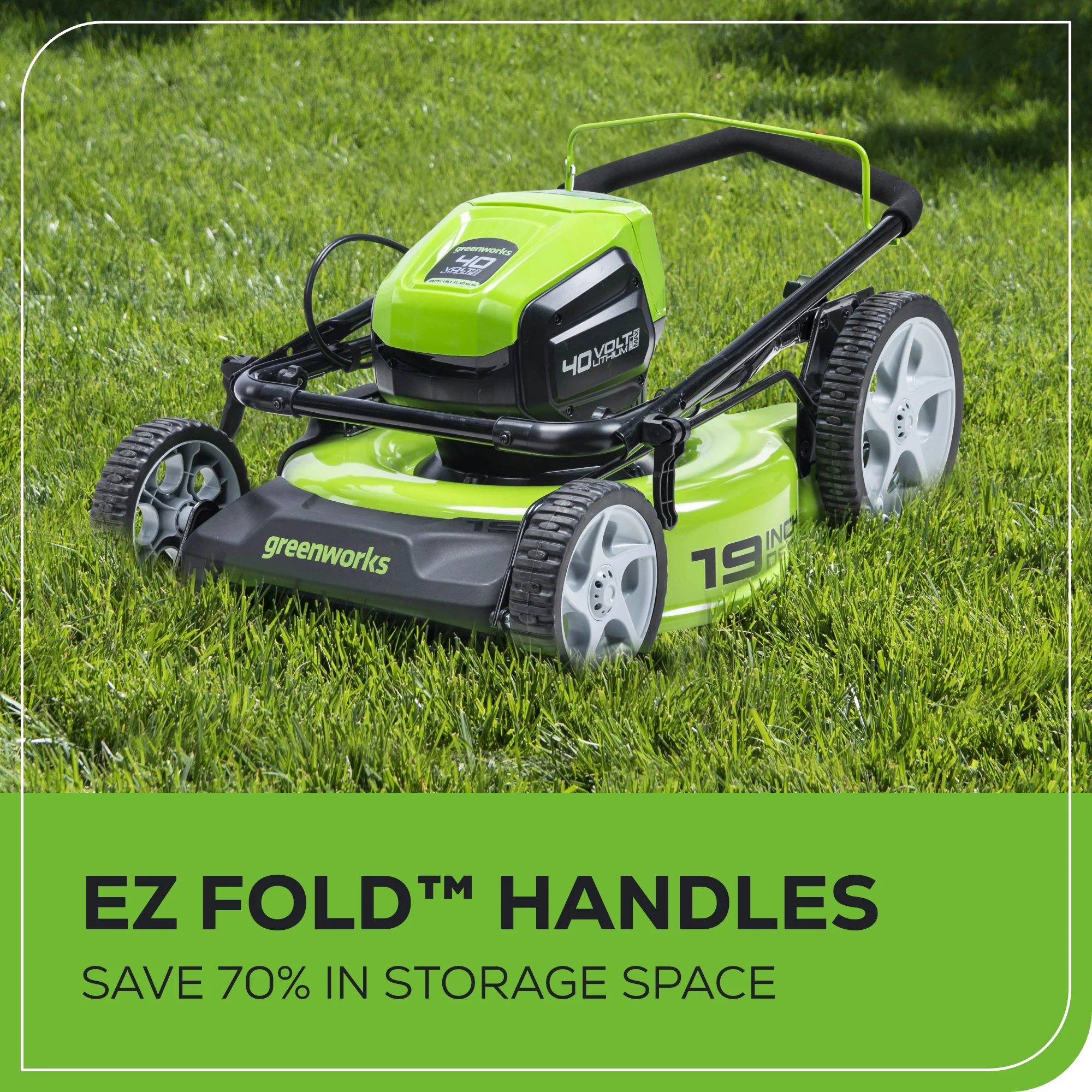 40V 19" Cordless Battery Push Lawn Mower: 5.0 Ah USB Battery and Charger - Image 7