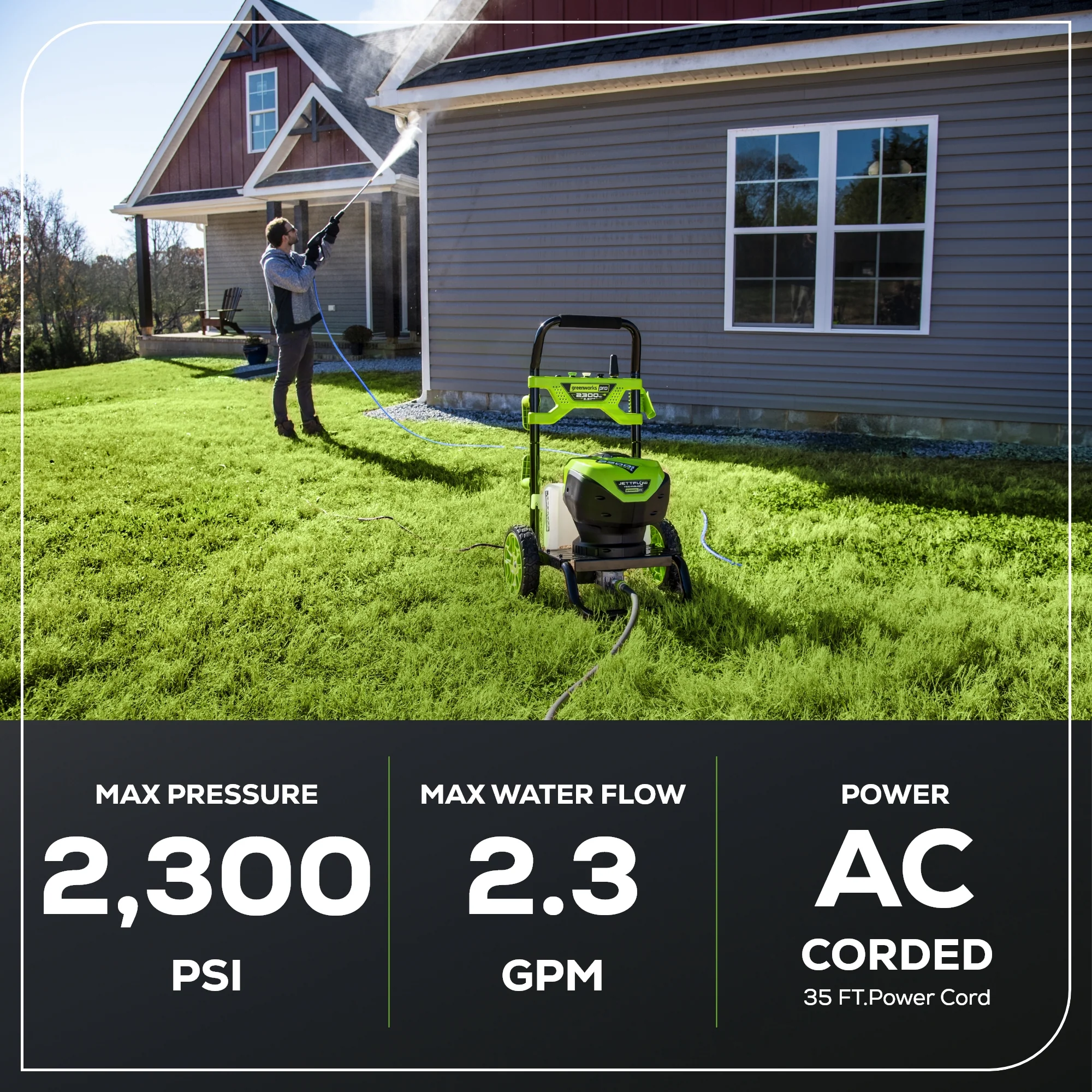 2300 PSI 1.2 GPM Cold Water Electric Pressure Washer - Image 3