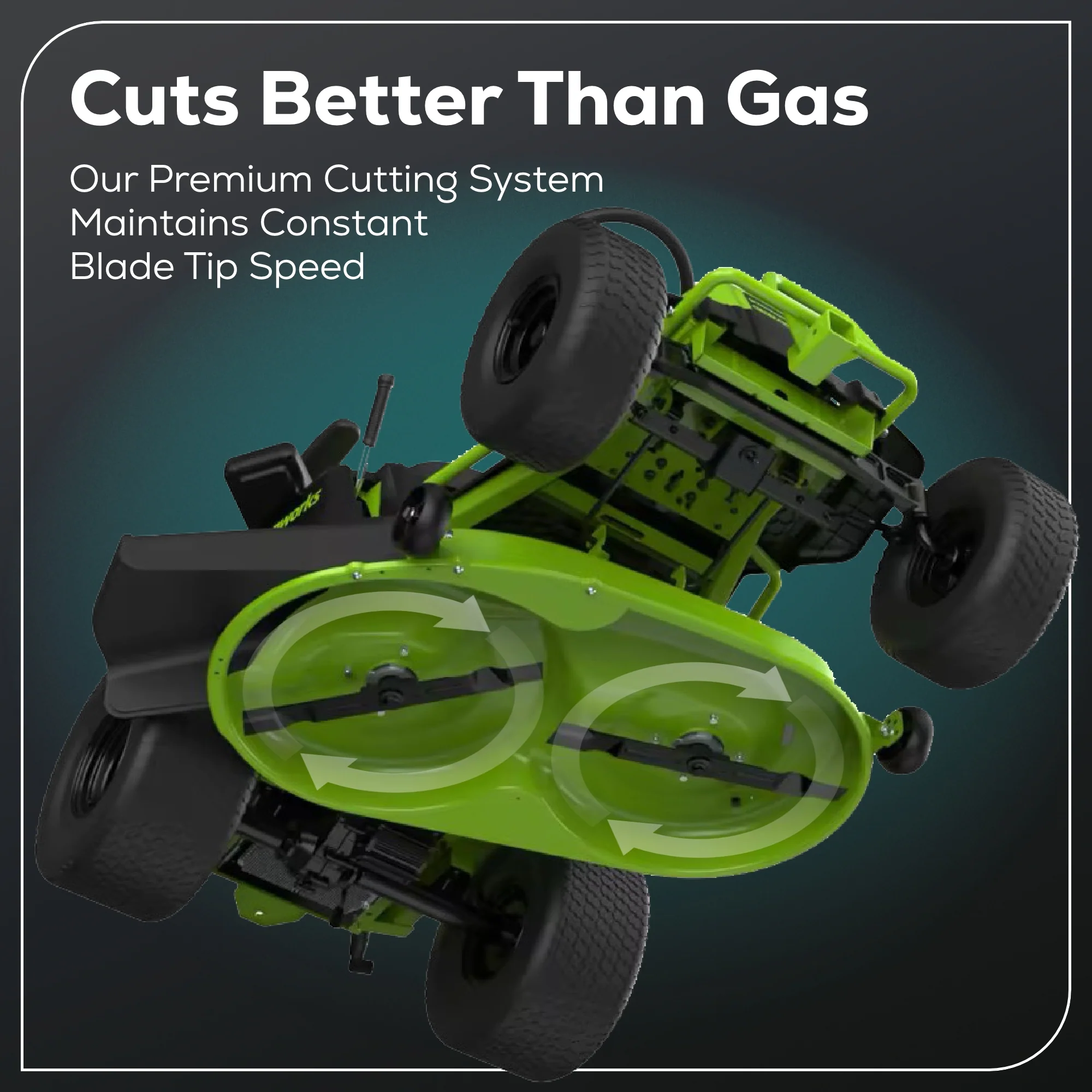 60V 42" Cordless Battery CrossoverT Riding Lawn Mower: (6) 8.0 Ah Batteries and (3) Dual-Port Turbo Chargers - Image 6