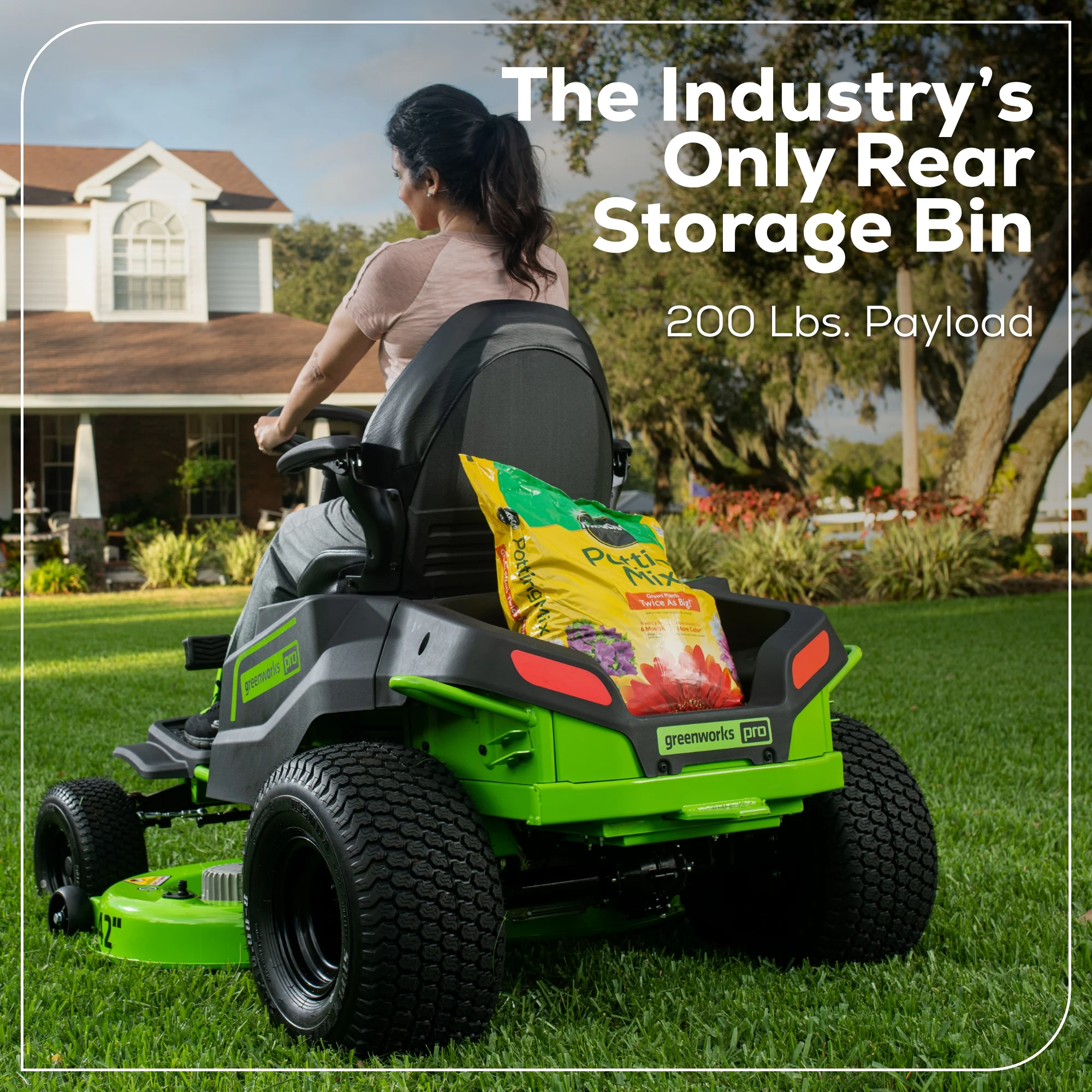 60V 42" Cordless Battery CrossoverT Riding Lawn Mower: (6) 8.0 Ah Batteries and (3) Dual-Port Turbo Chargers - Image 9