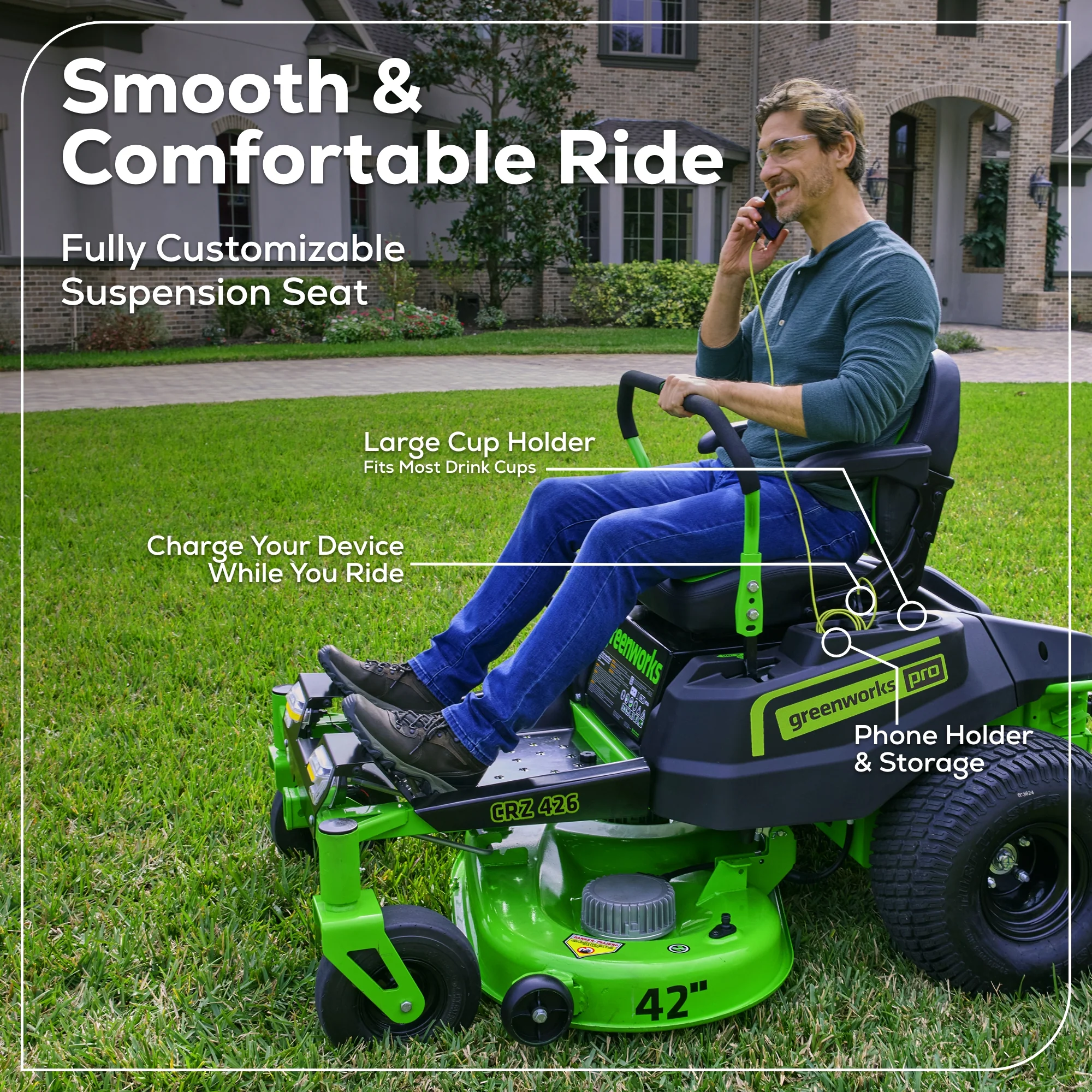 60V 42” Electric CrossoverZ Zero Turn Mower with (6) 8 Ah Batteries and (3) Dual Port Turbo Chargers - Image 13