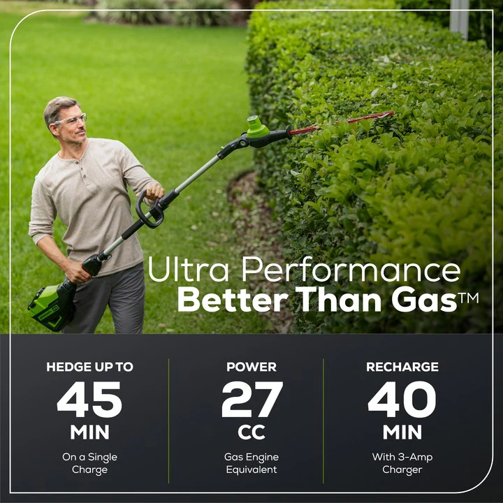 60V 20"  7-Position Cordless Battery Pole Hedge Trimmer w/ 2.0 Ah Battery & Charger - Image 4