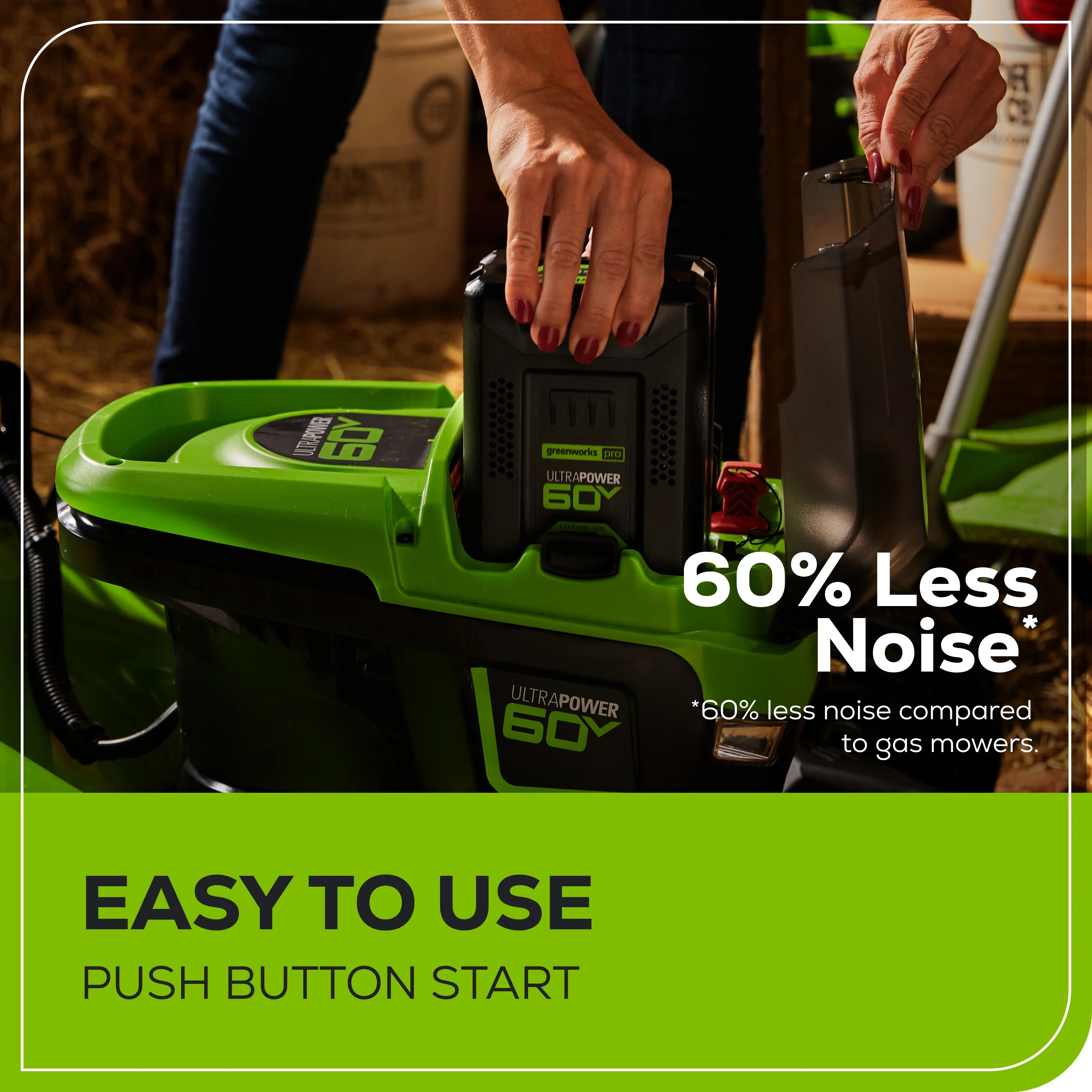 60V 21" Cordless Battery Push Lawn Mower w/ 5.0Ah Battery & Charger - Image 9