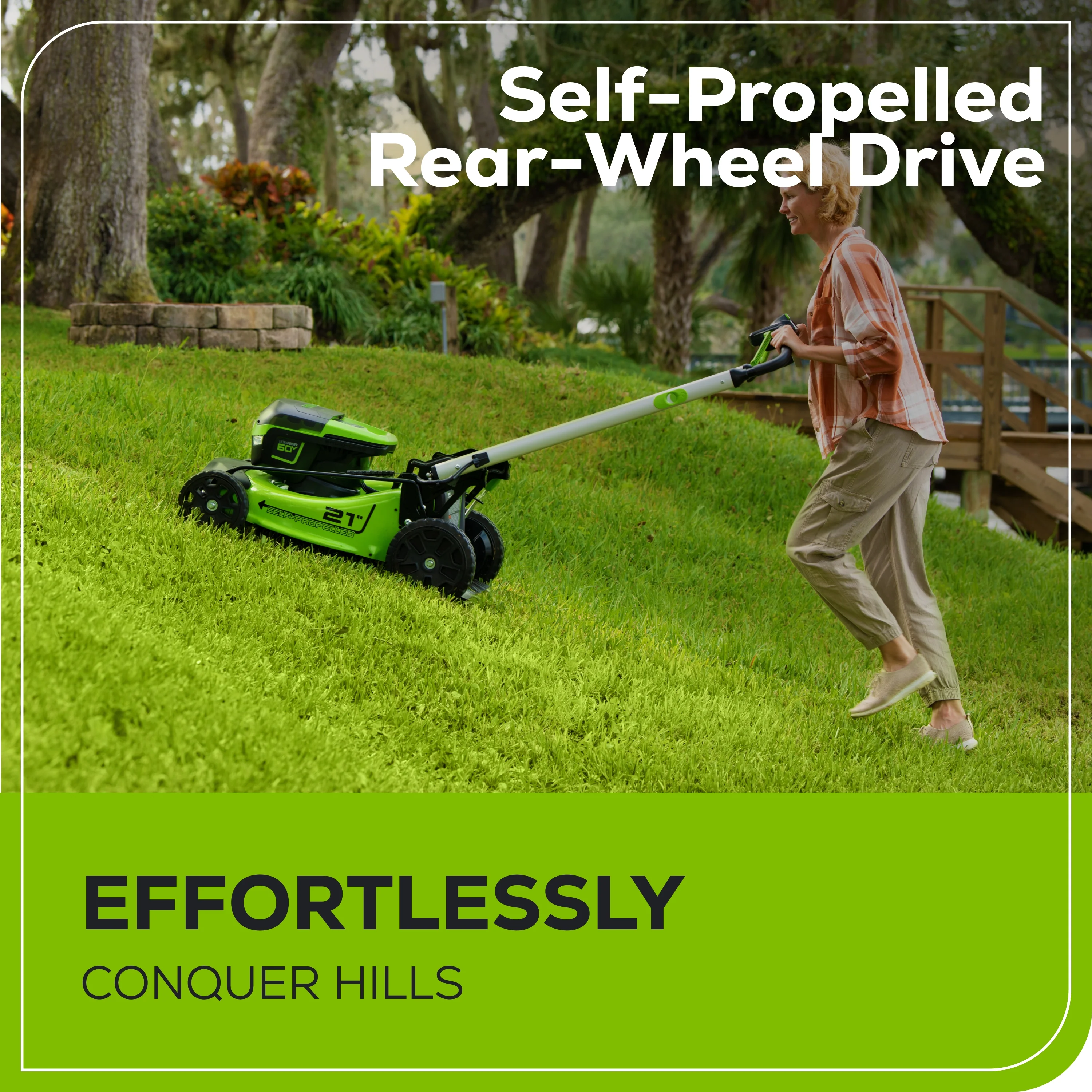 60V 21" Cordless Battery Self-Propelled Lawn Mower w/ Two (2) 4.0Ah Batteries & Dual Port Charger - Image 6