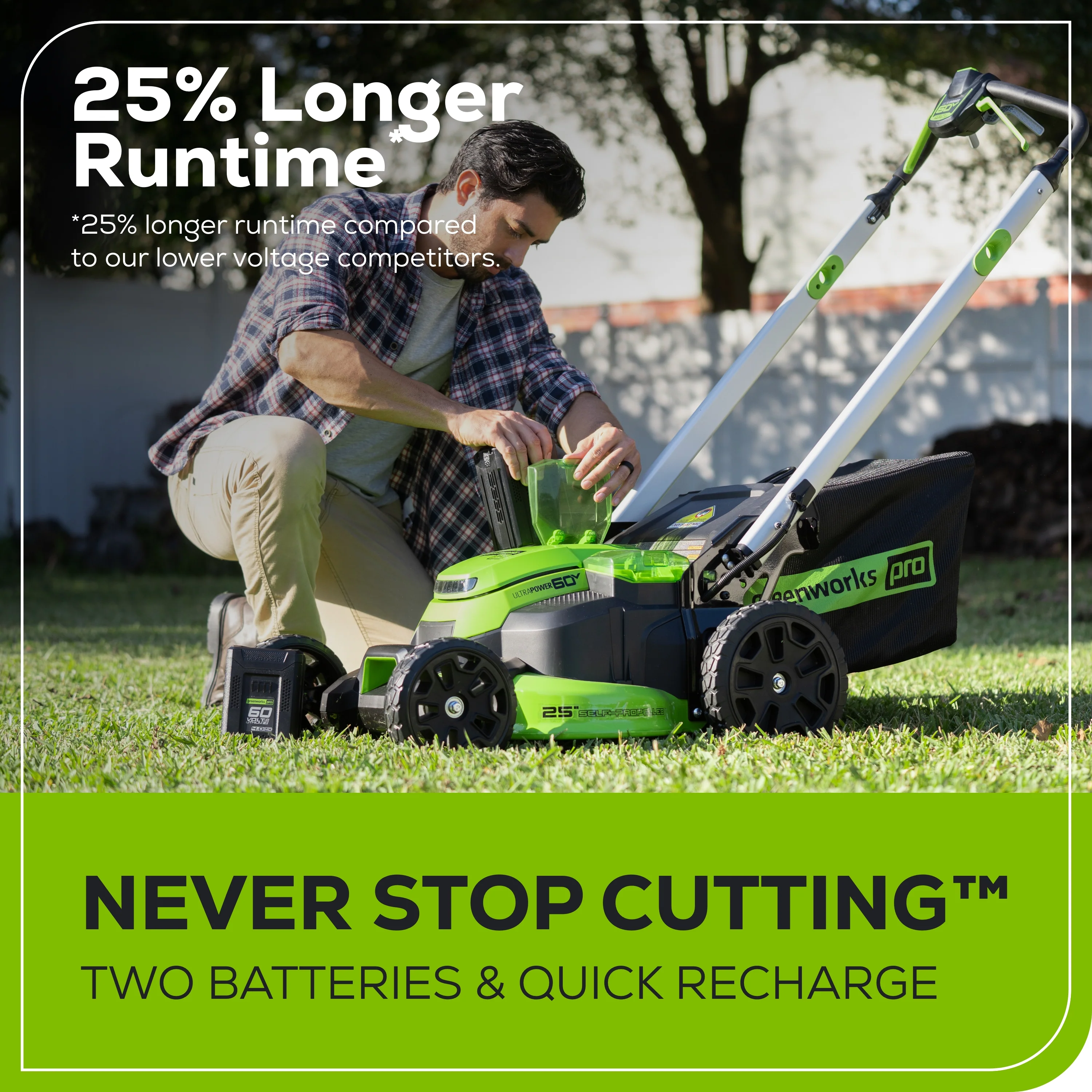 60V 25" Cordless Battery Dual Blade Self-Propelled Lawn Mower w/ Two (2) 4.0Ah Batteries & Dual-Port Charger - Image 4