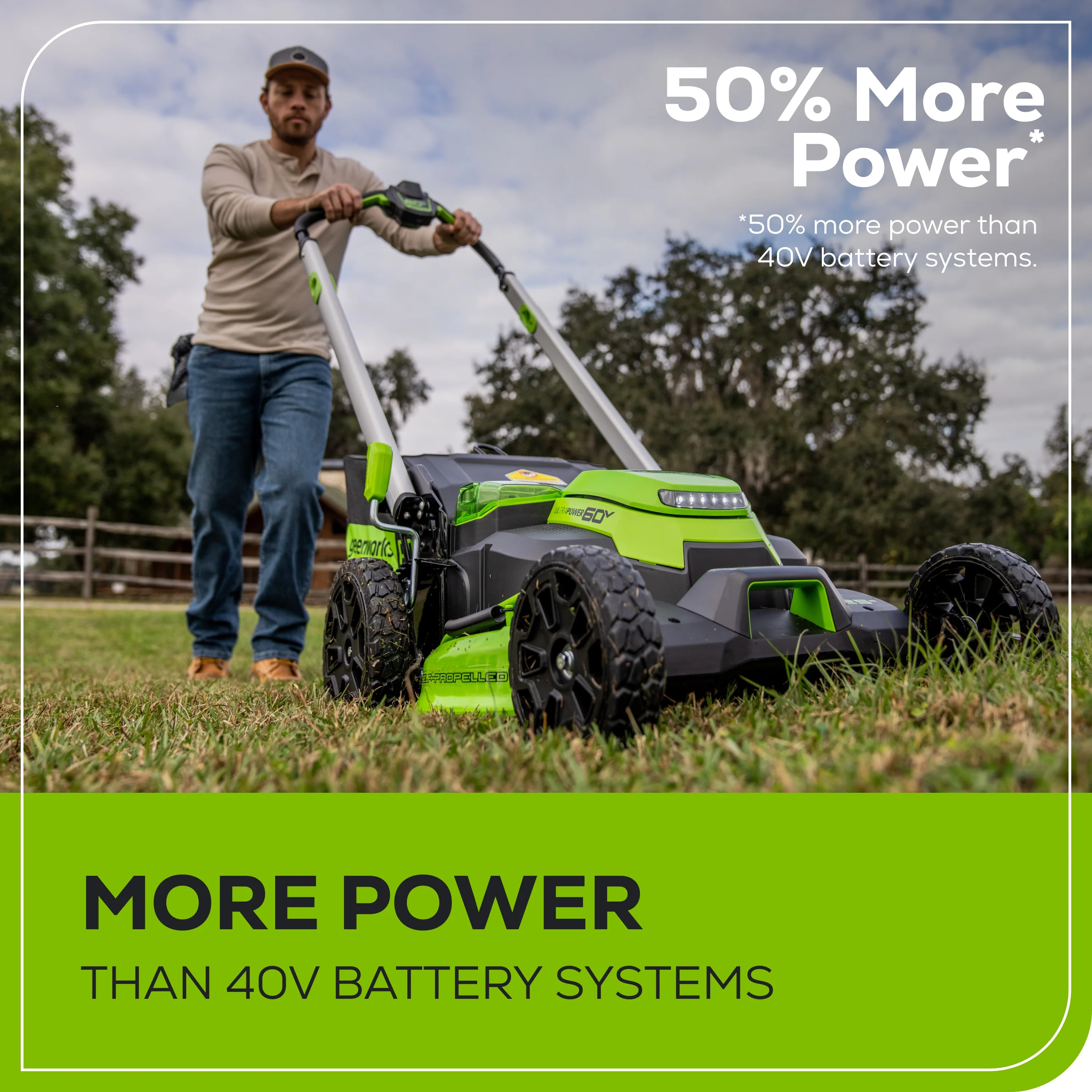 60V 25" Cordless Battery Dual Blade Self-Propelled Lawn Mower w/ Two (2) 4.0Ah Batteries & Dual-Port Charger - Image 6