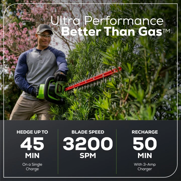 60V 26" Cordless Battery Hedge Trimmer 3200 SPM w/ 2.0Ah Battery & Charger - Image 3