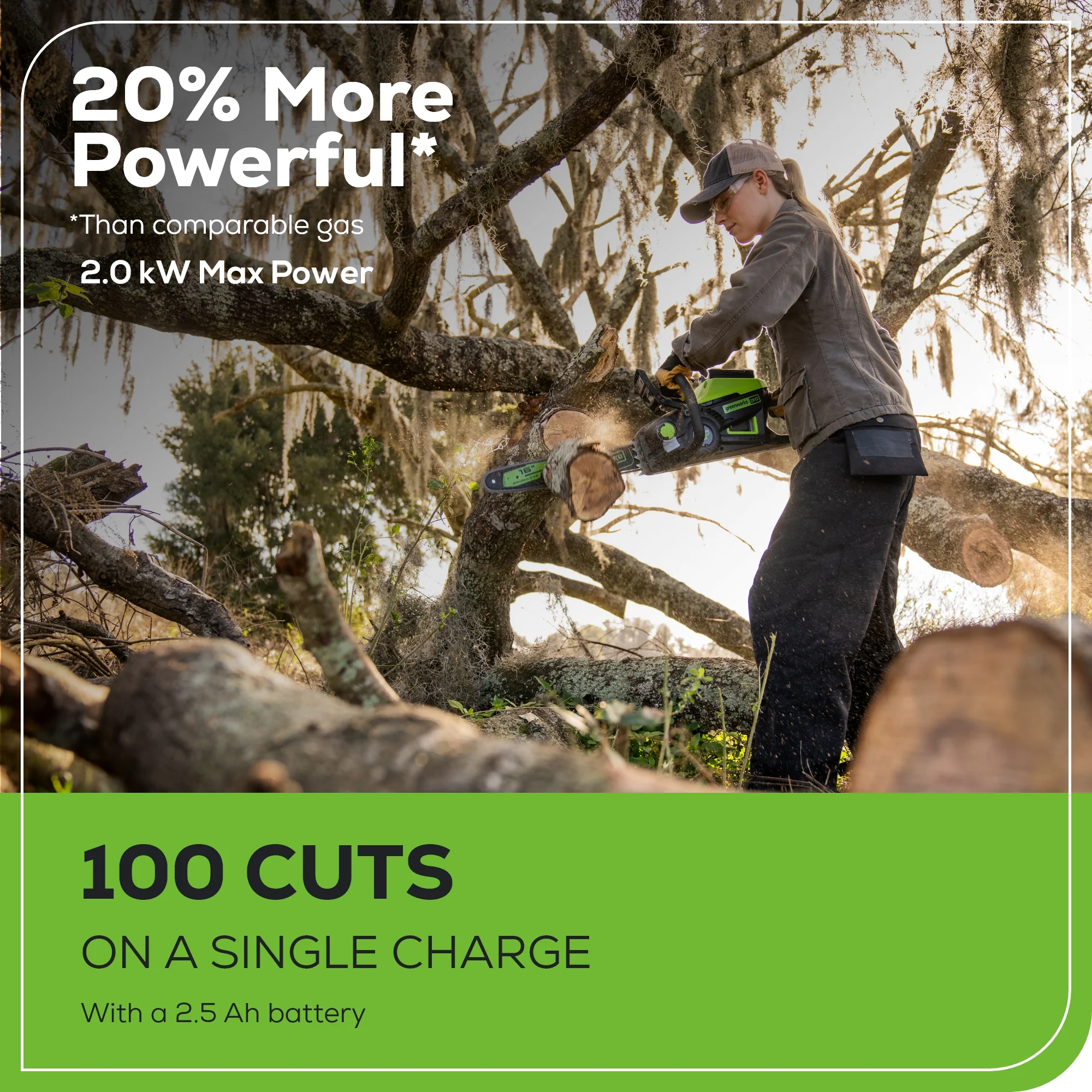 60V 16" Cordless Battery 2.0kW Chainsaw w/ 2.5Ah Battery & Charger - Image 4