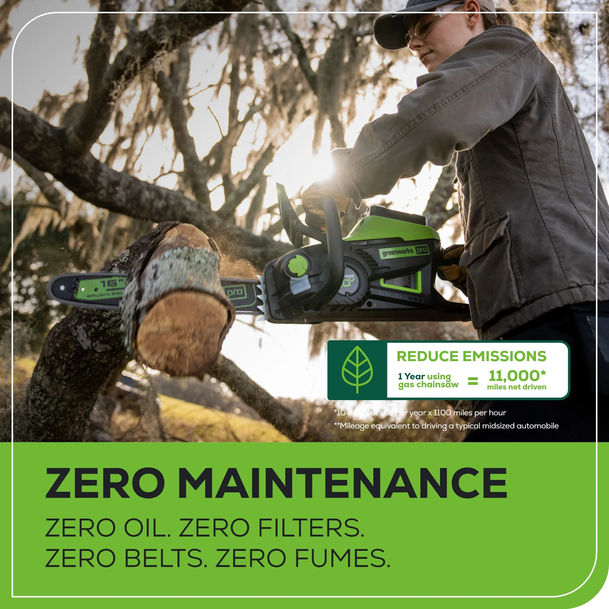 60V 16" Cordless Battery 2.0kW Chainsaw w/ 2.5Ah Battery & Charger - Image 7